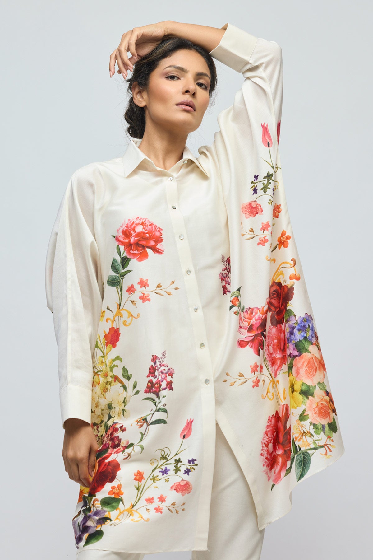 Floral printed Chanderi Tunic