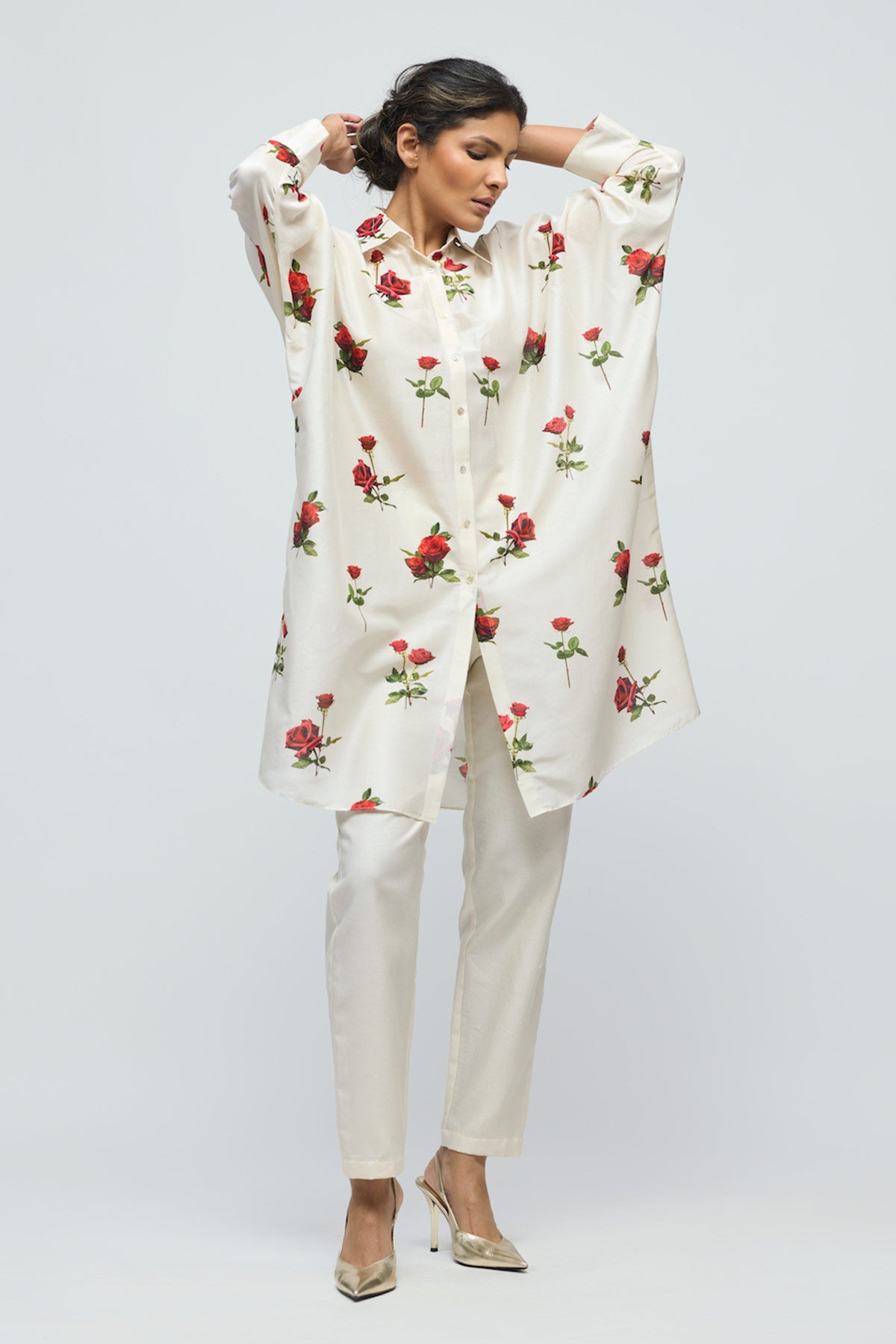 Floral printed Chanderi Tunic