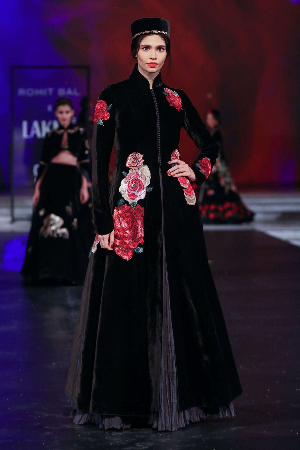 Velvet Long Jacket With Resham Embroidery