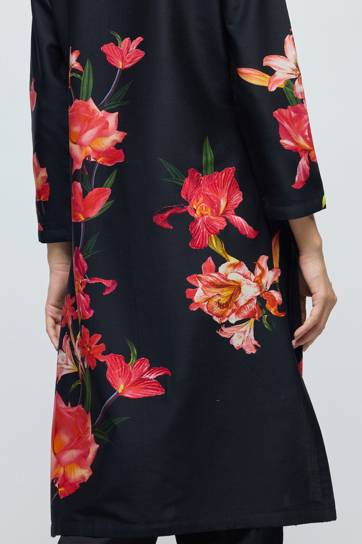 Floral printed Chanderi Tunic Set with Voile Pant