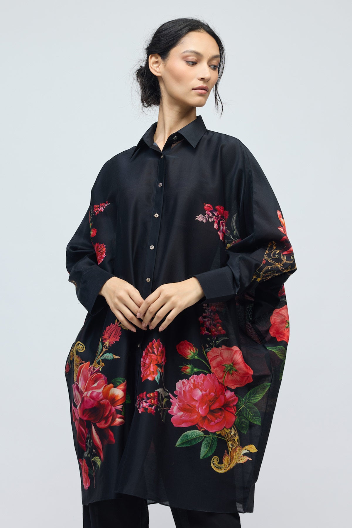 Floral printed Chanderi Tunic