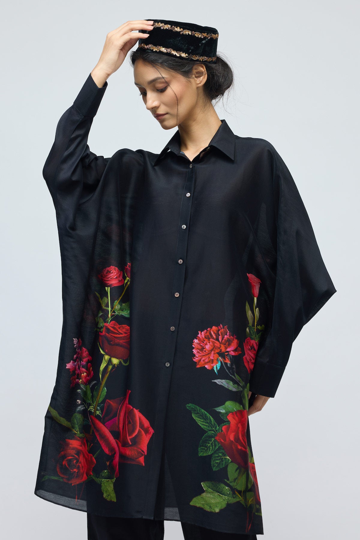 Floral printed Chanderi Tunic