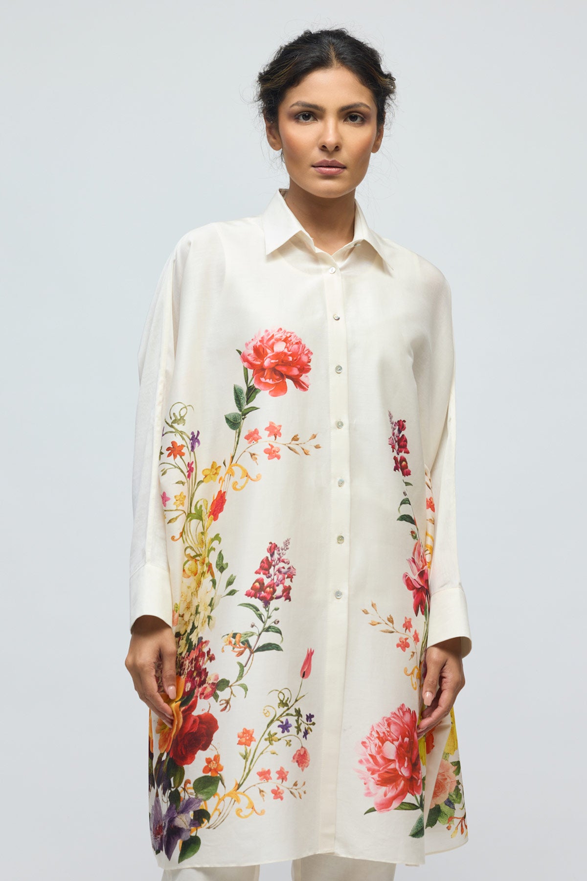 Floral printed Chanderi Tunic
