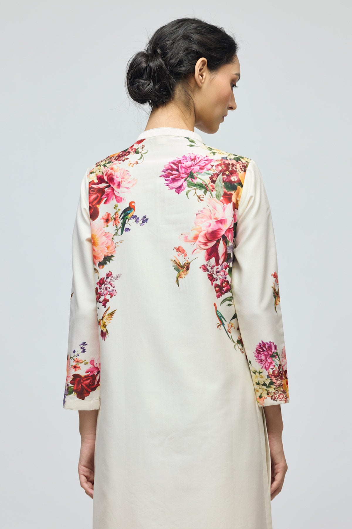 Floral printed Chanderi Tunic Set with Voile Pant