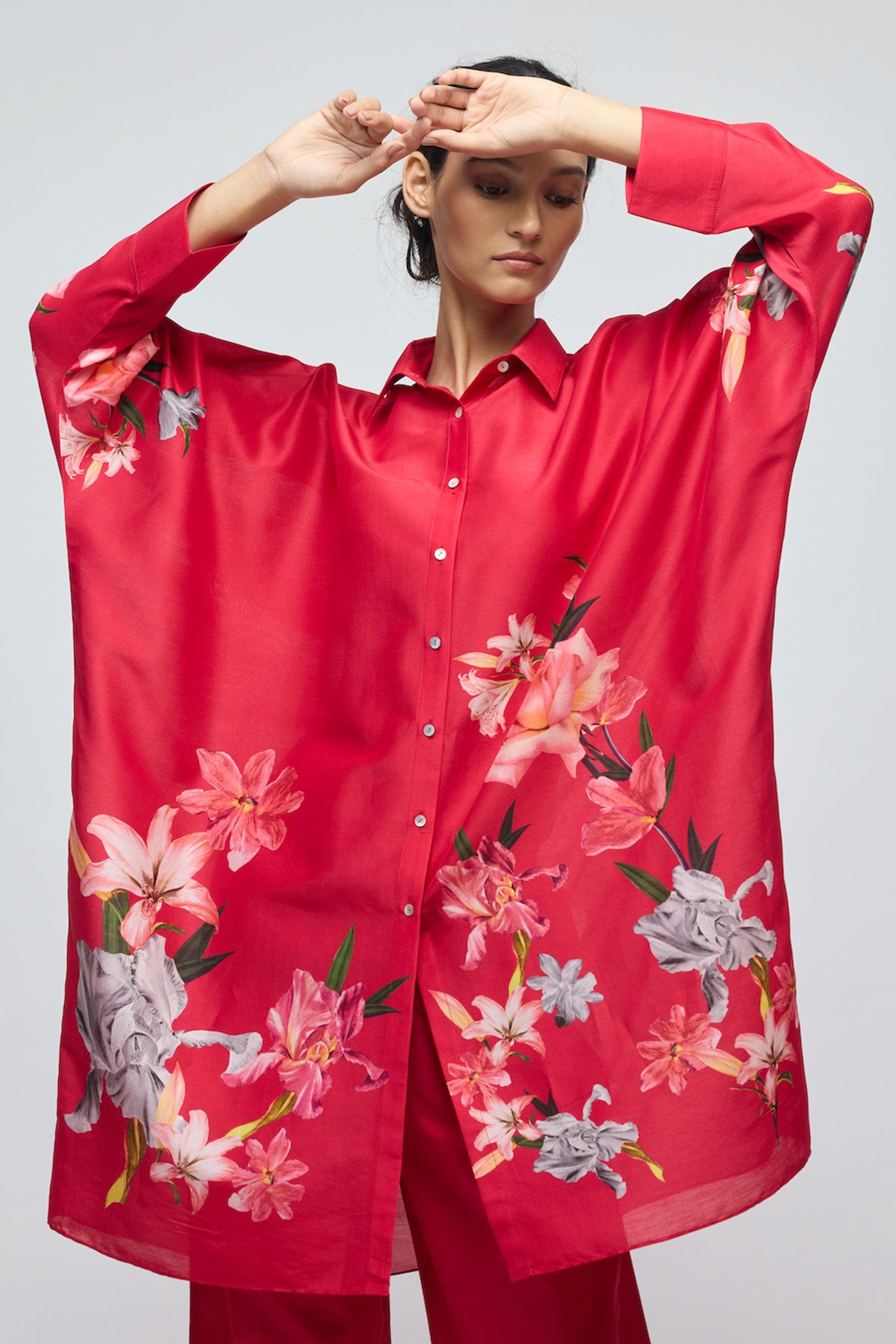 Floral printed Chanderi Tunic