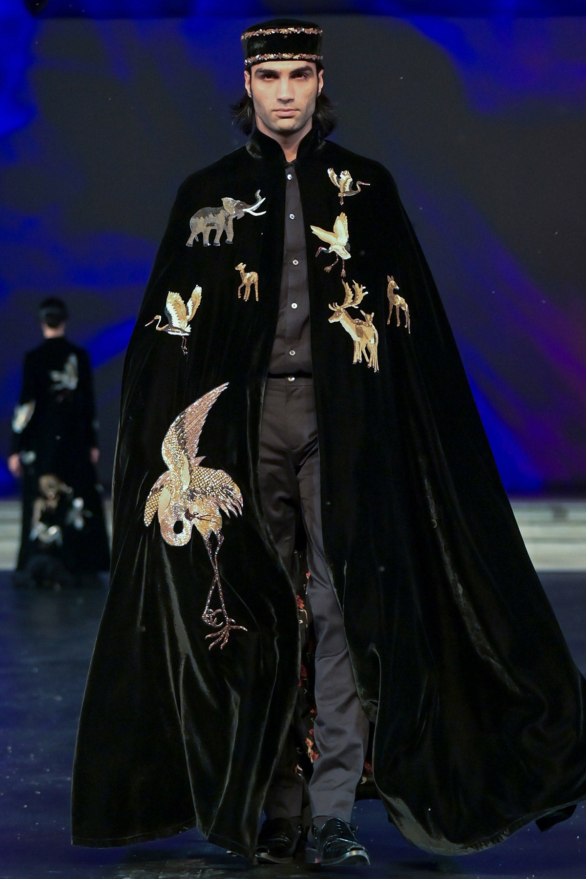 Silk Velvet Hand & Machine Embroidered Cape For Men