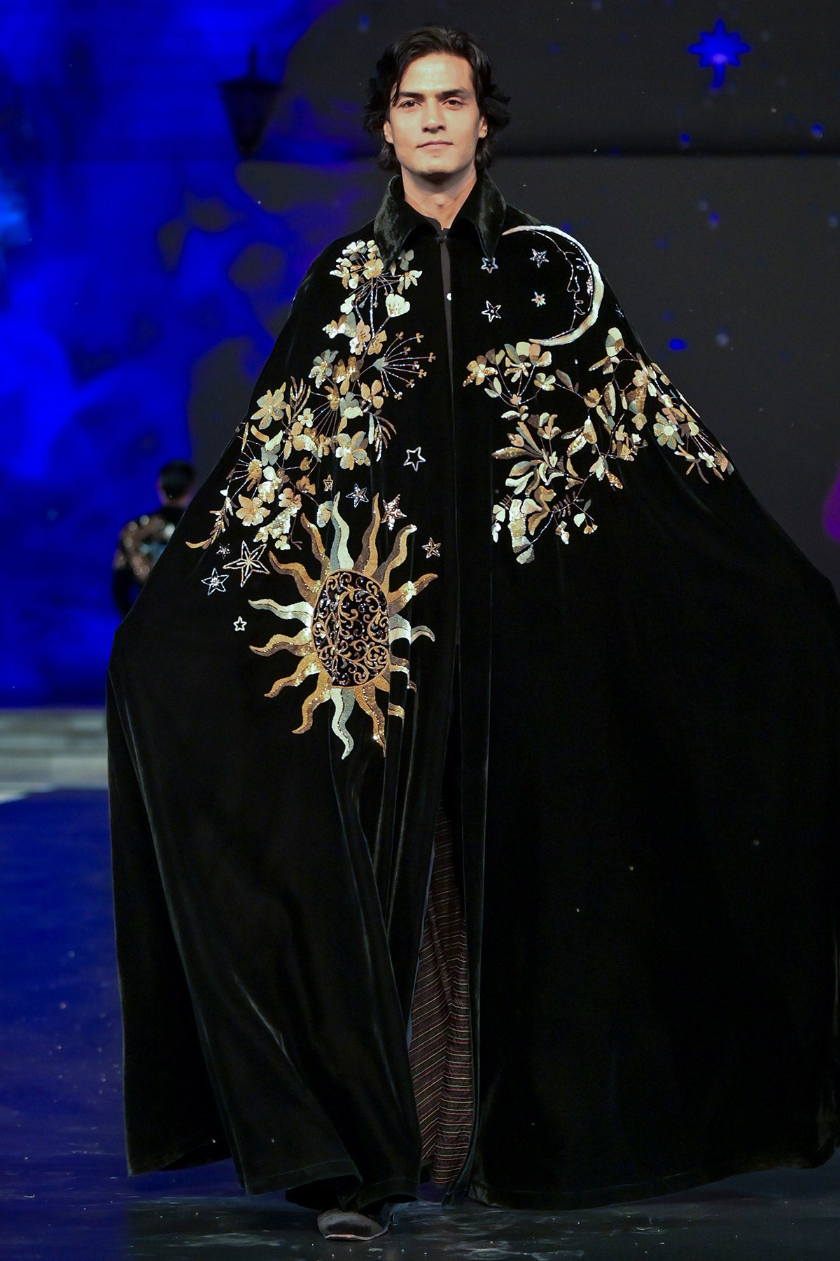 Silk Velvet Hand-Embroidered Cape For Men