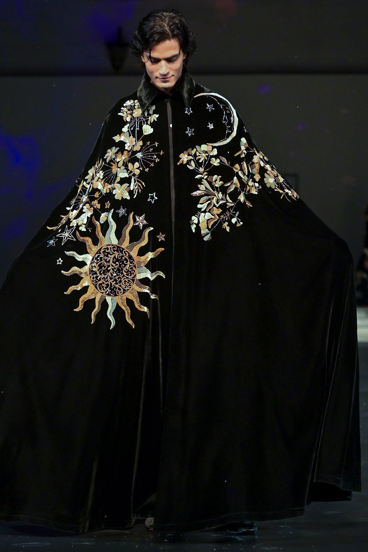 Silk Velvet Hand-Embroidered Cape For Men