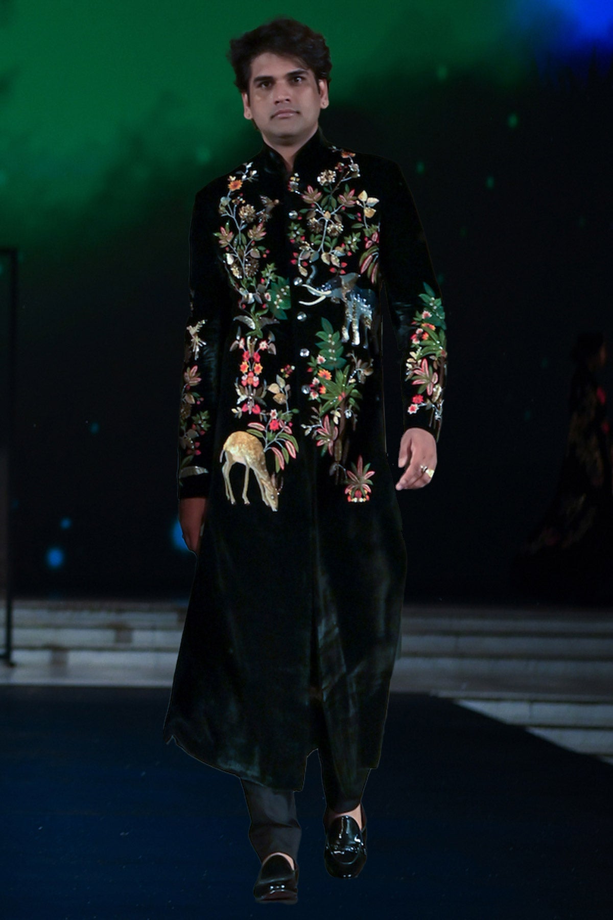 Silk Velvet Hand & Machine Embroidered Sherwani