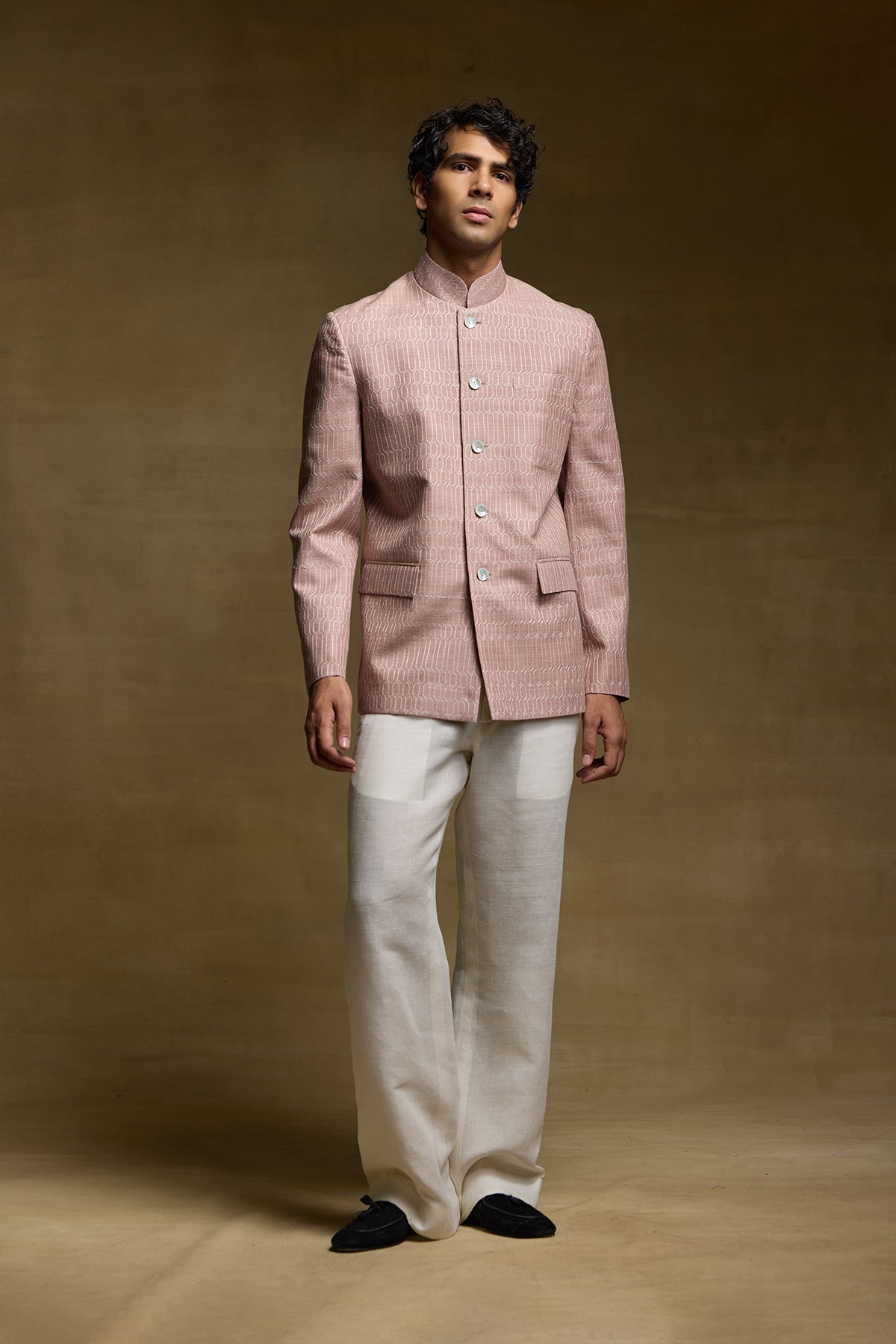 Dusty Pink Regal Mens Bandgala
