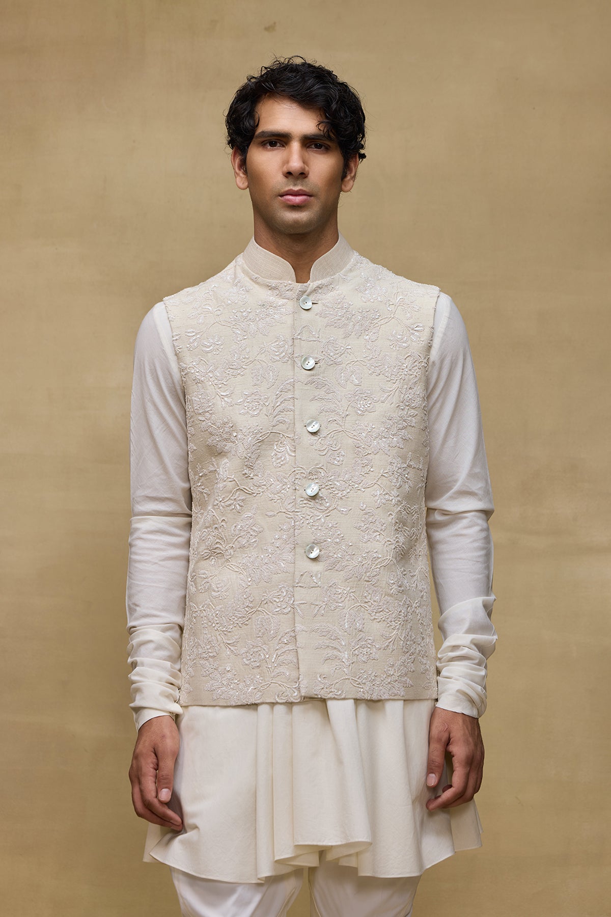 Beige Classic Mens Bundi