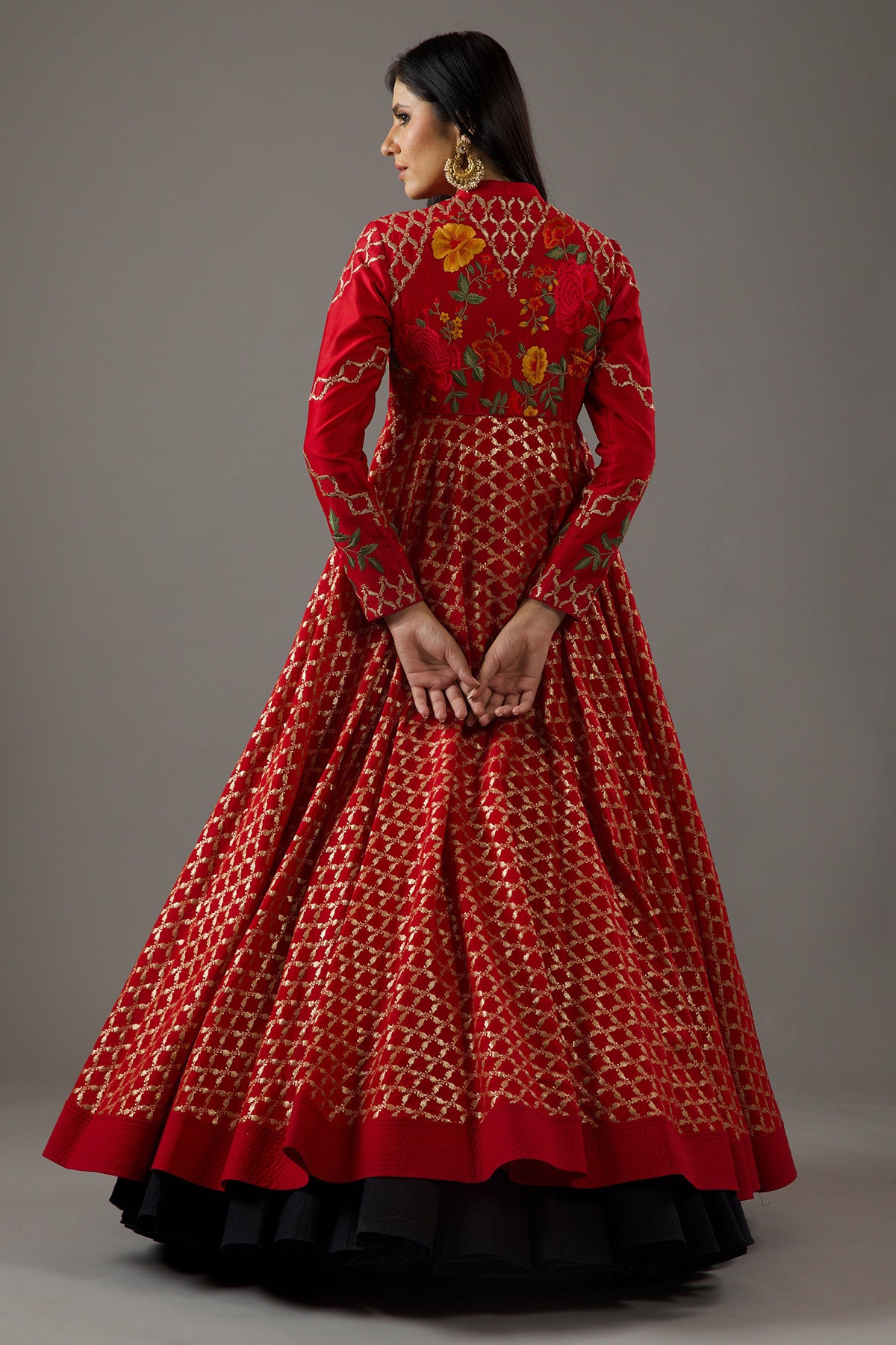 Chanderi Anarkali Set With Embroidery