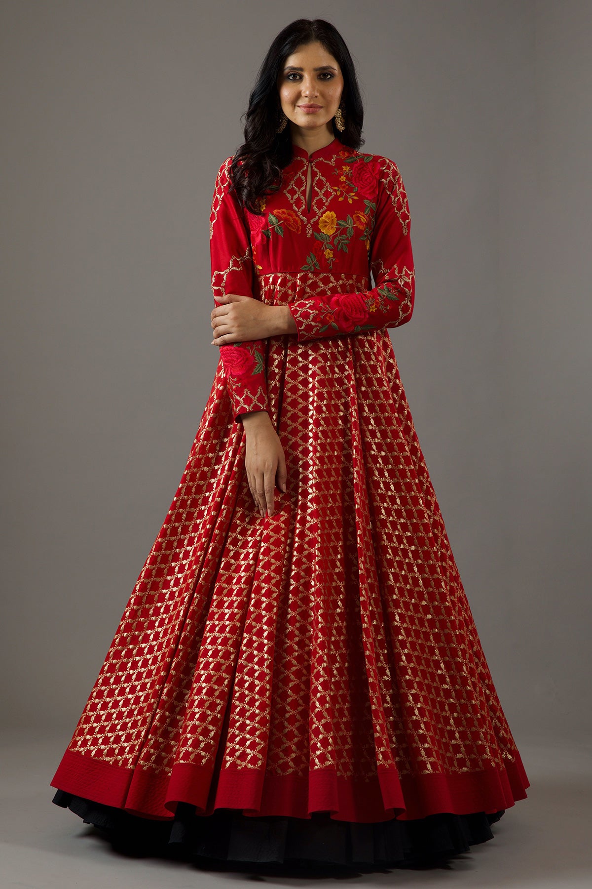 Chanderi Anarkali Set With Embroidery