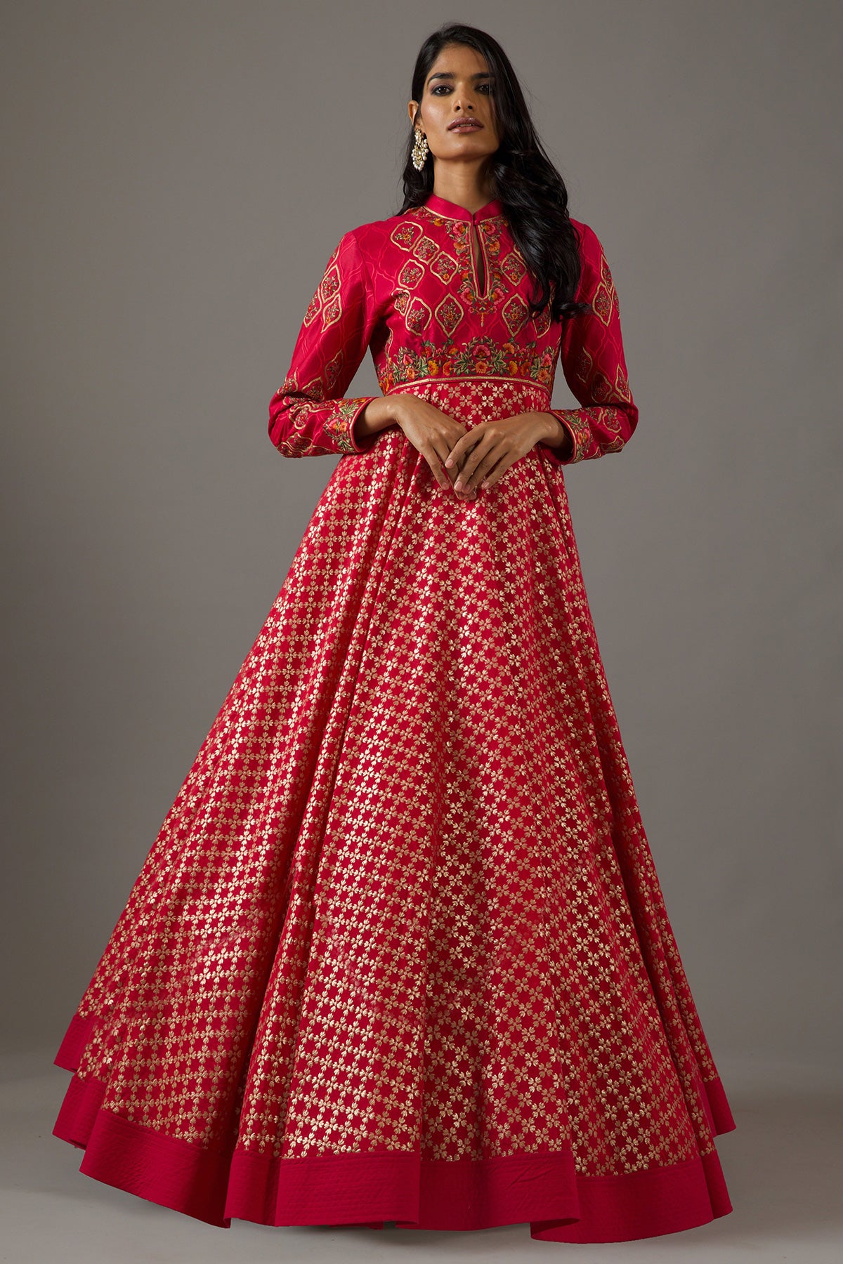 Chanderi Anarkali Set With Embroidery