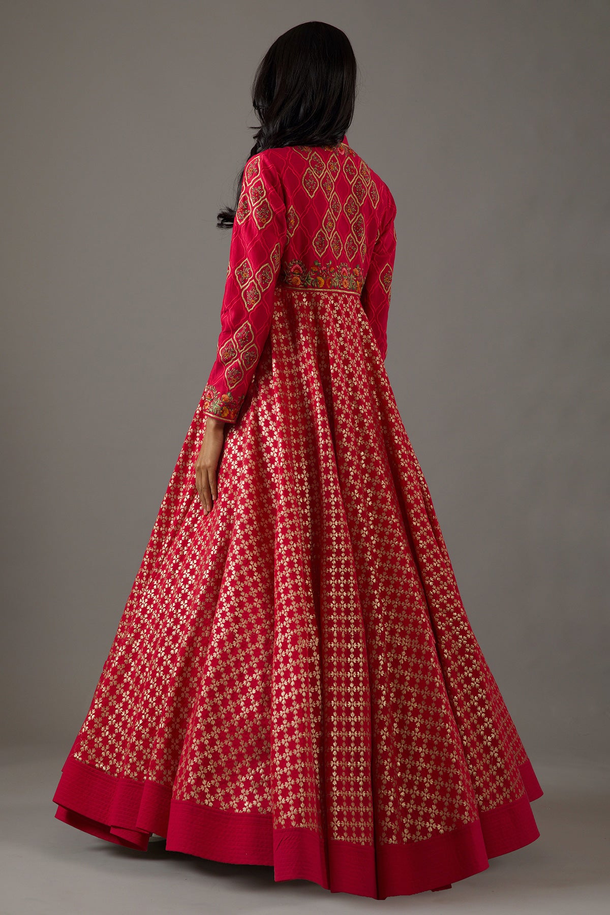 Chanderi Anarkali Set With Embroidery