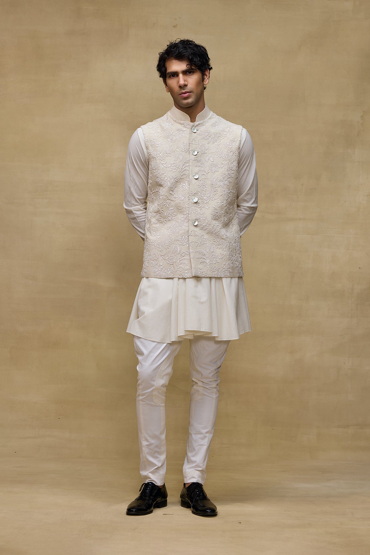 Beige Classic Mens Bundi