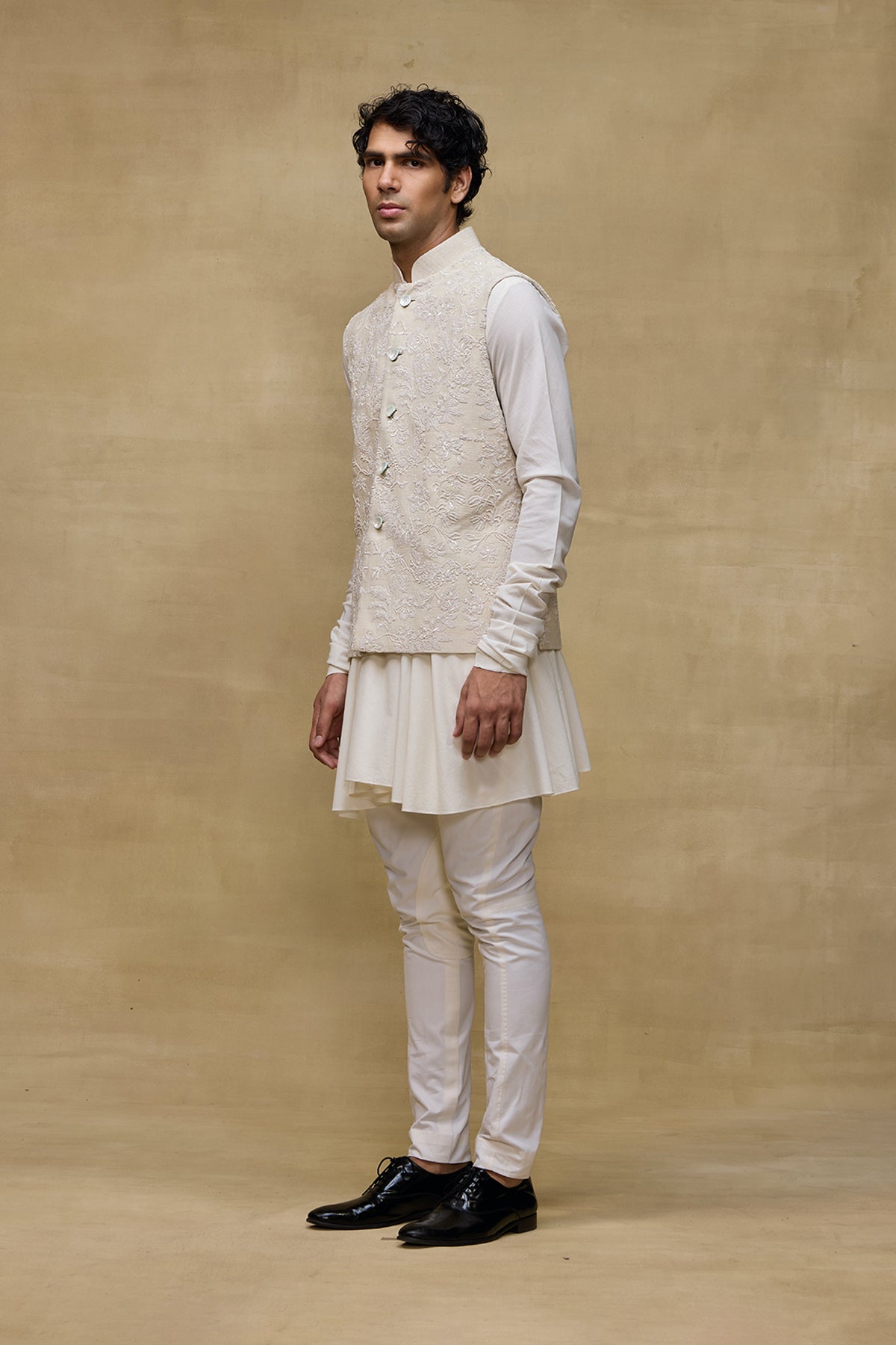 Beige Classic Mens Bundi