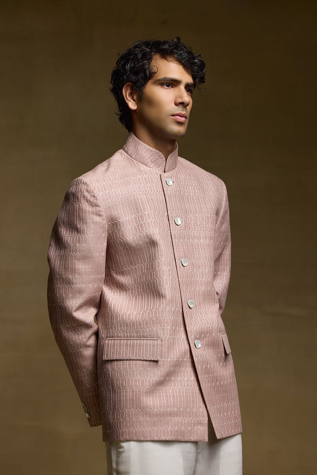 Dusty Pink Regal Mens Bandgala
