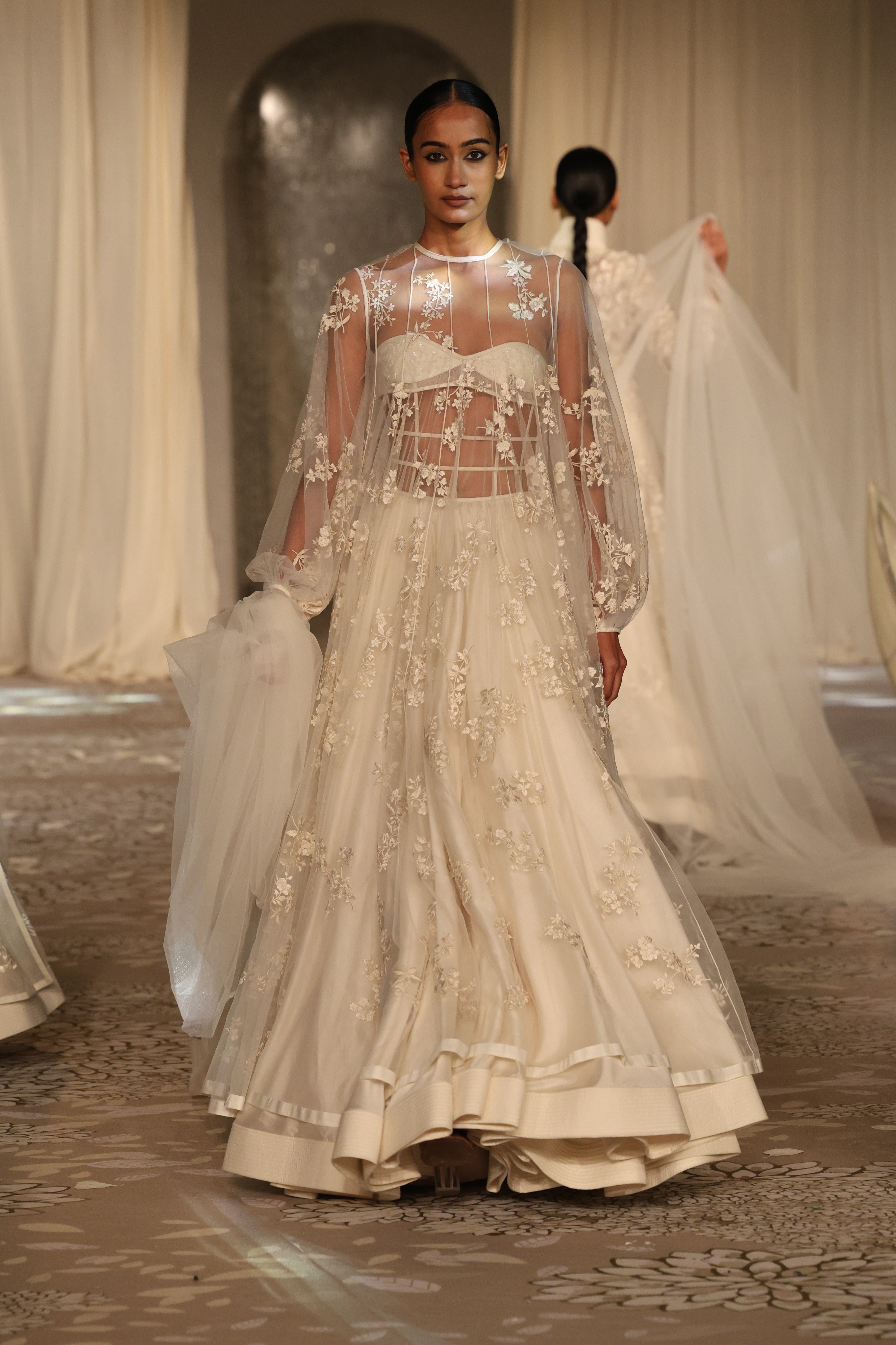 Net Dress with Resham Embroidery