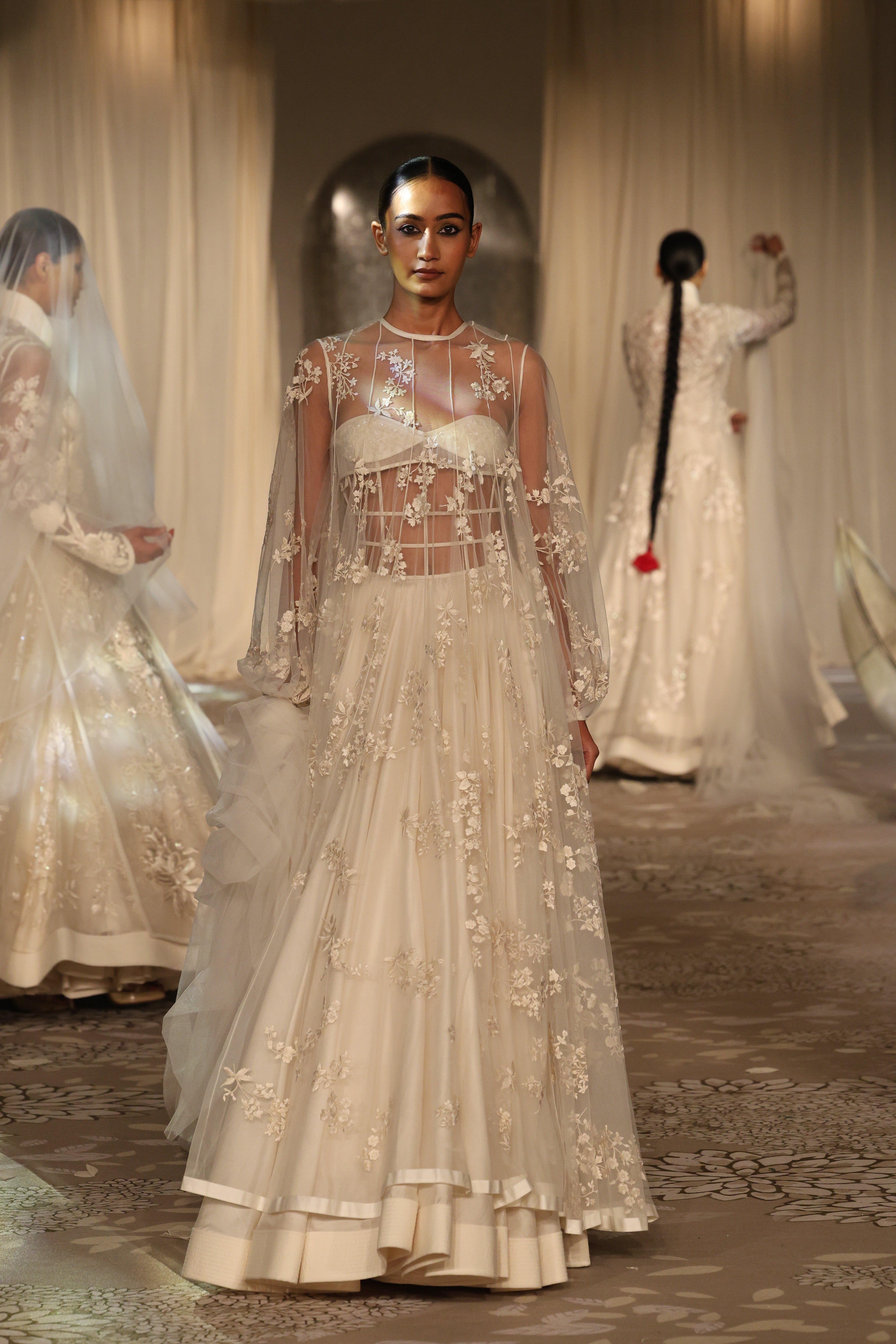 Net Dress with Resham Embroidery