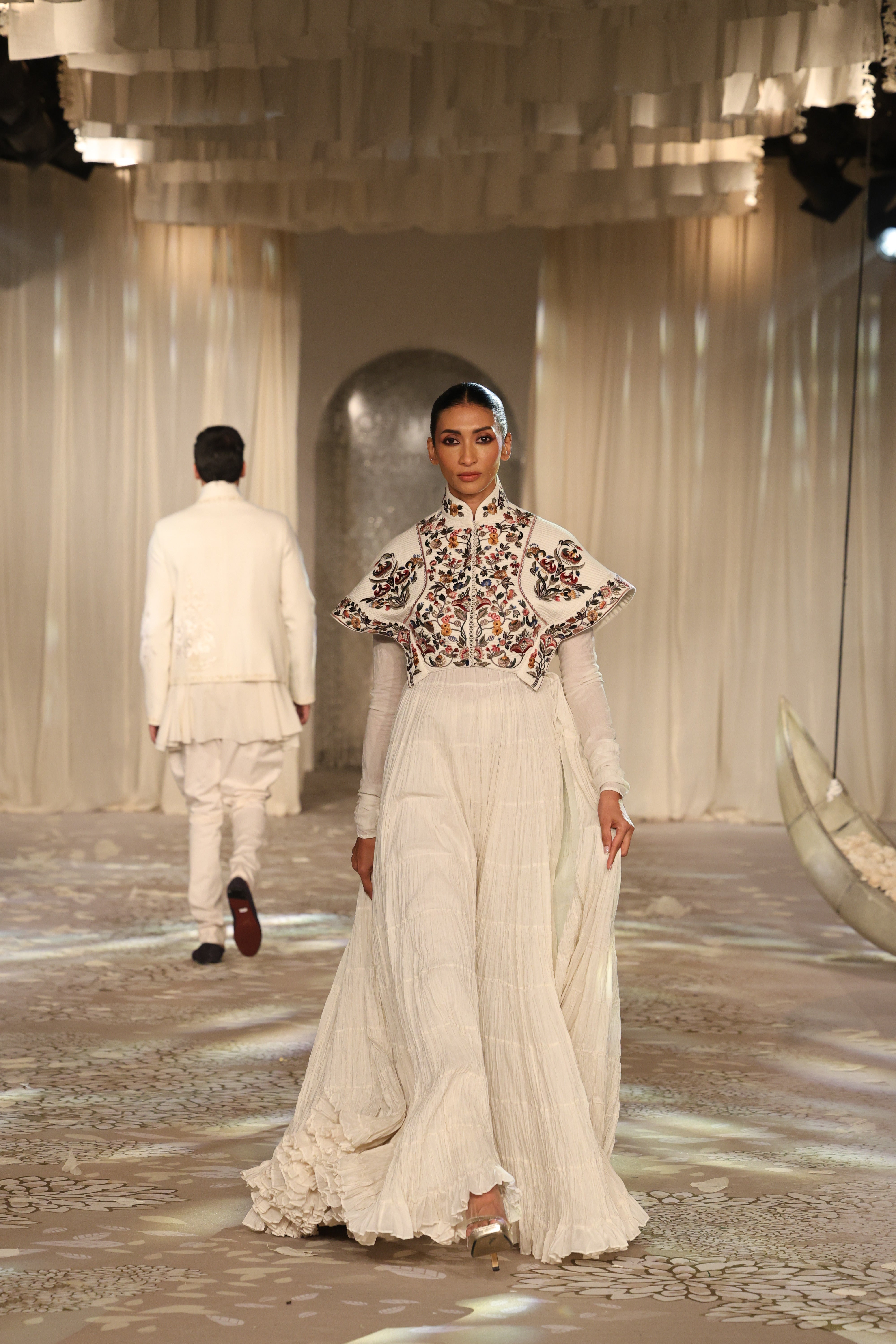 Ivory Matka Embroidered Short Jacket