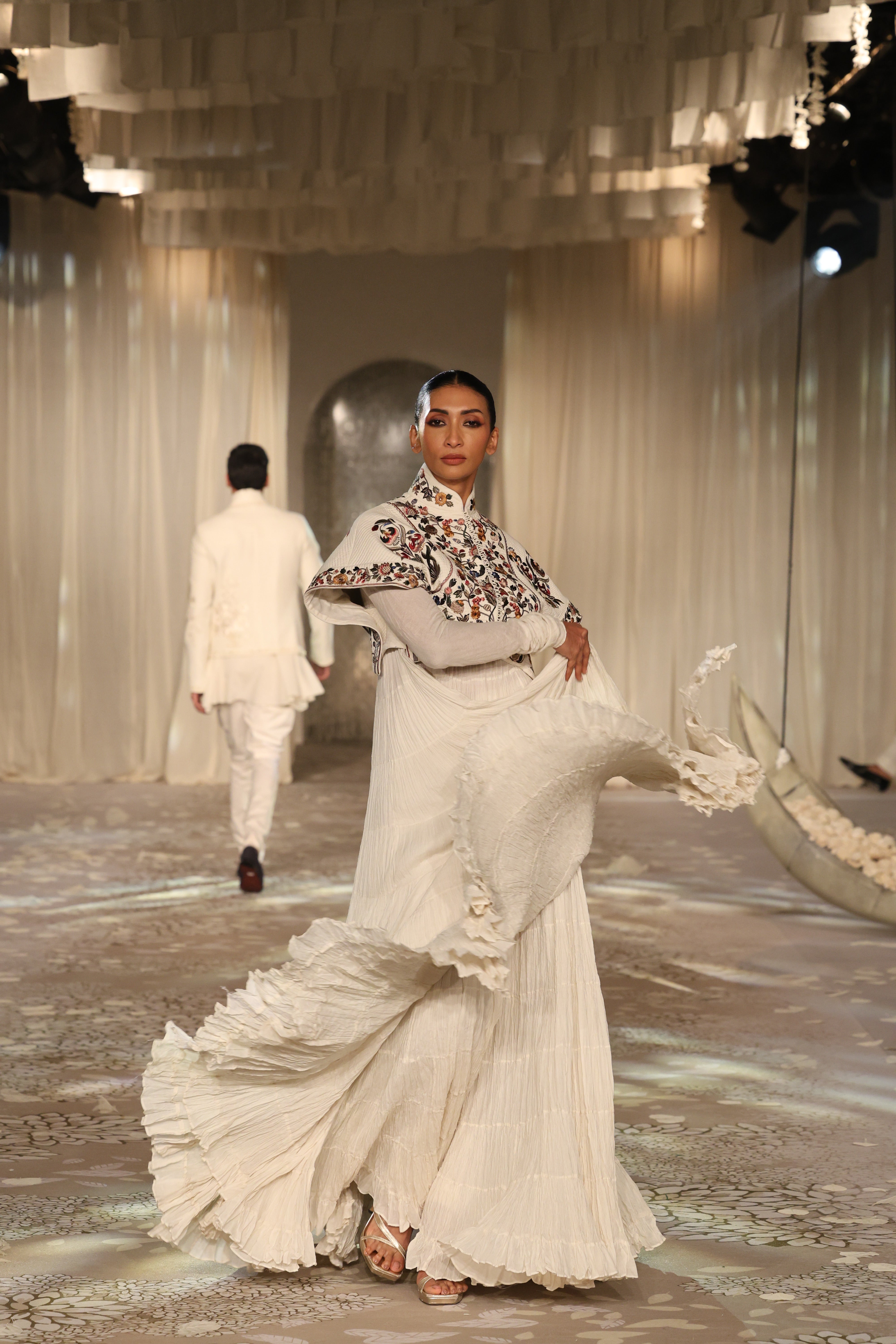 Ivory Matka Embroidered Short Jacket