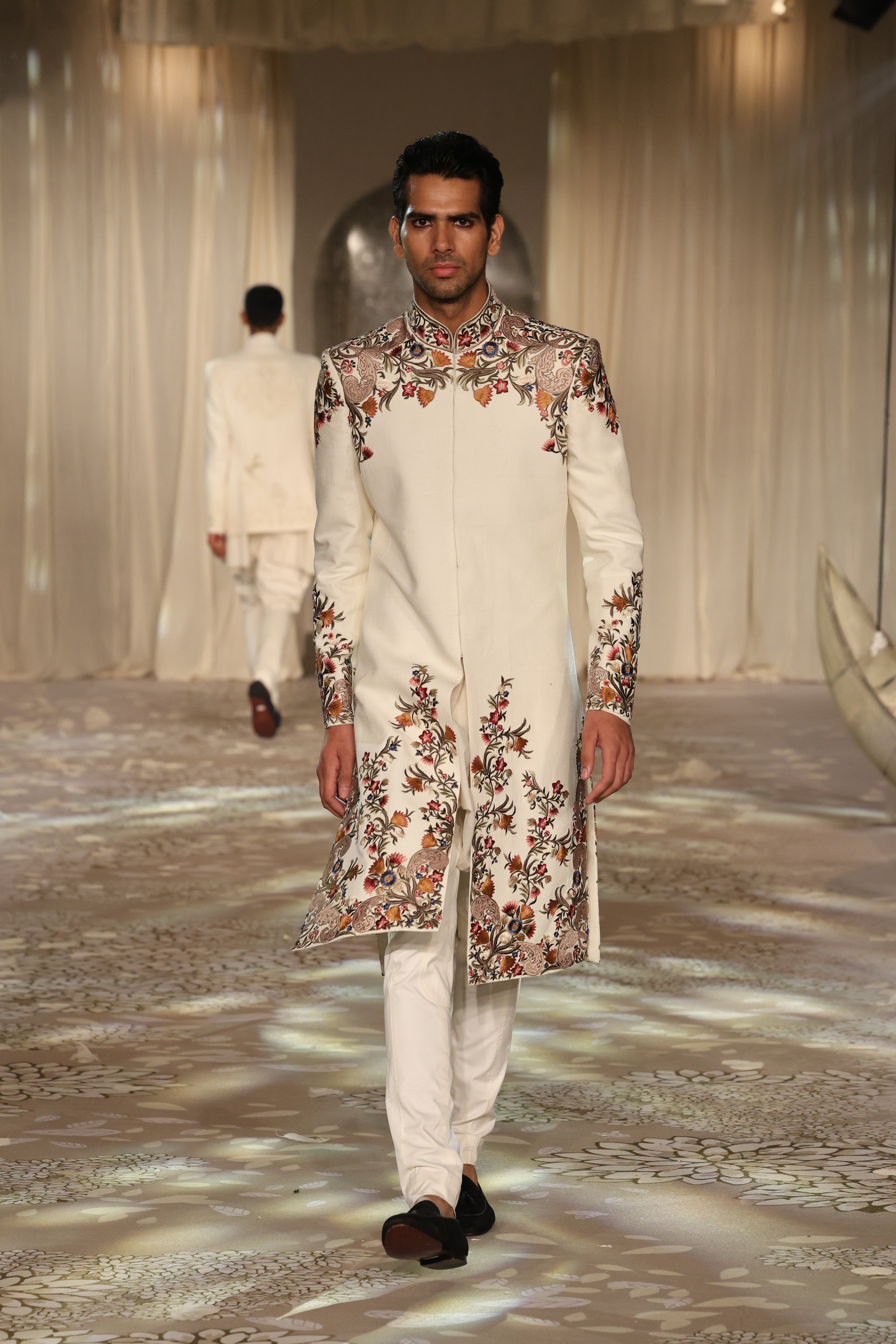 Matka Silk Sherwani With Embroidery