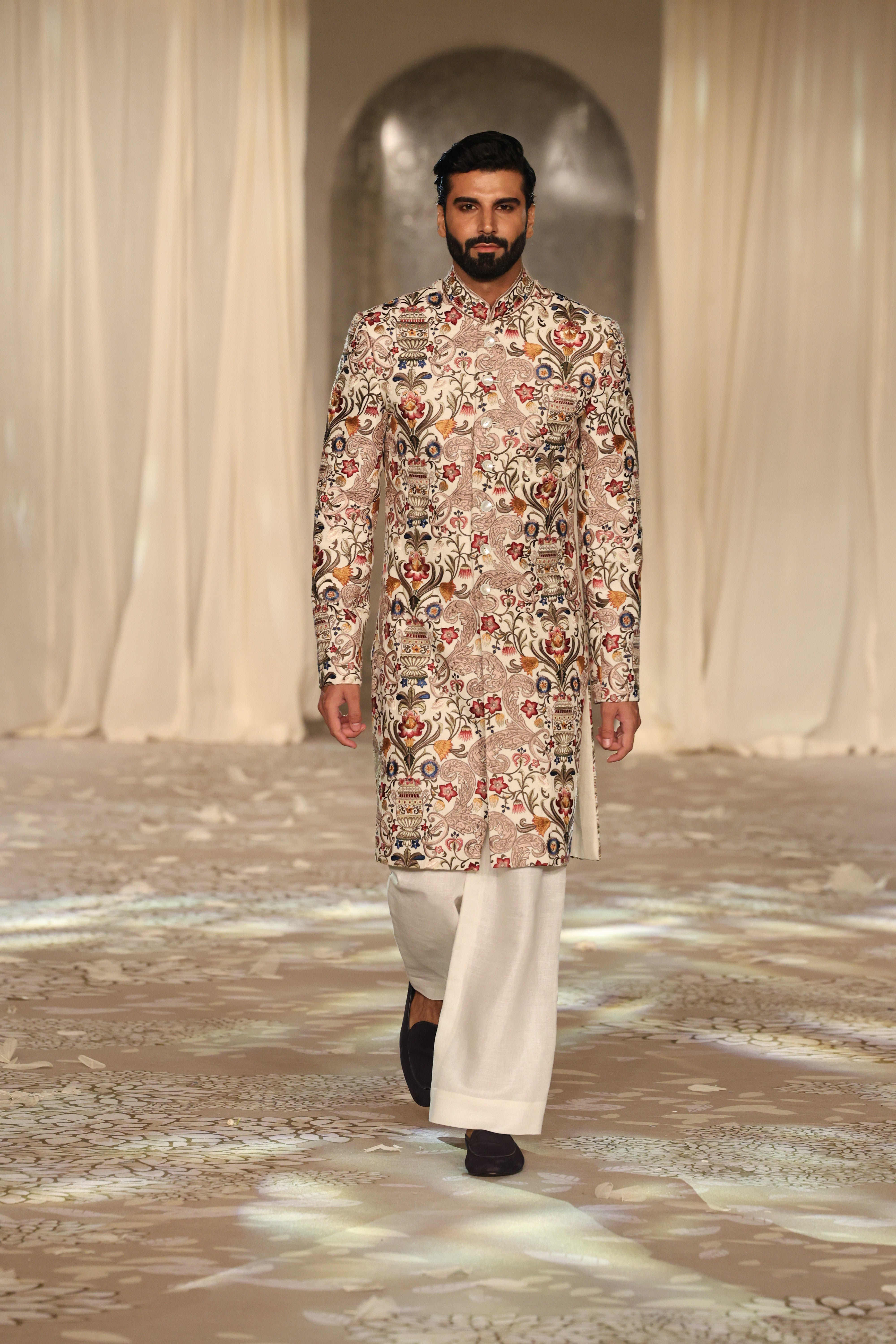 Matka Silk Sherwani With Embroidery