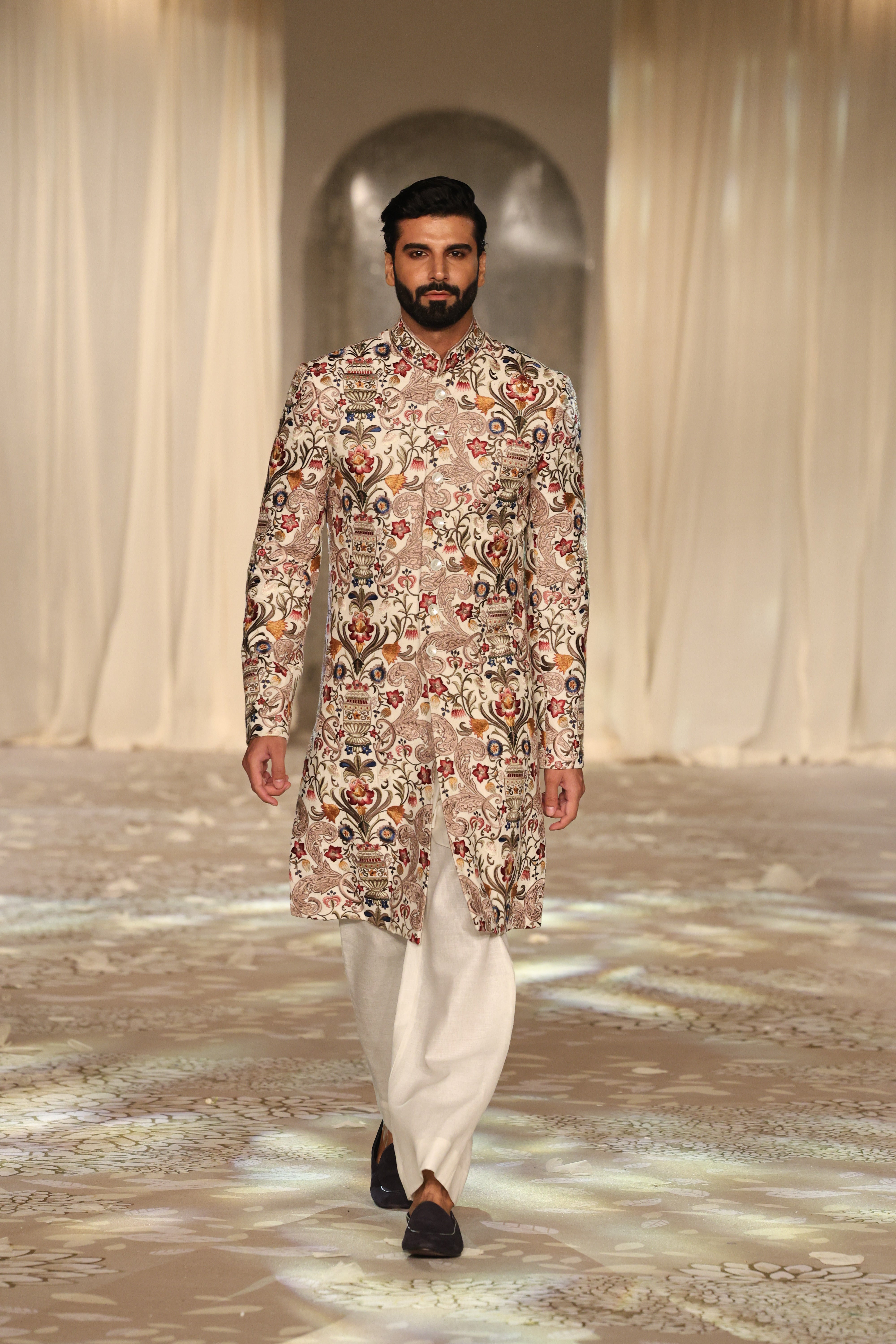 Matka Silk Sherwani With Embroidery