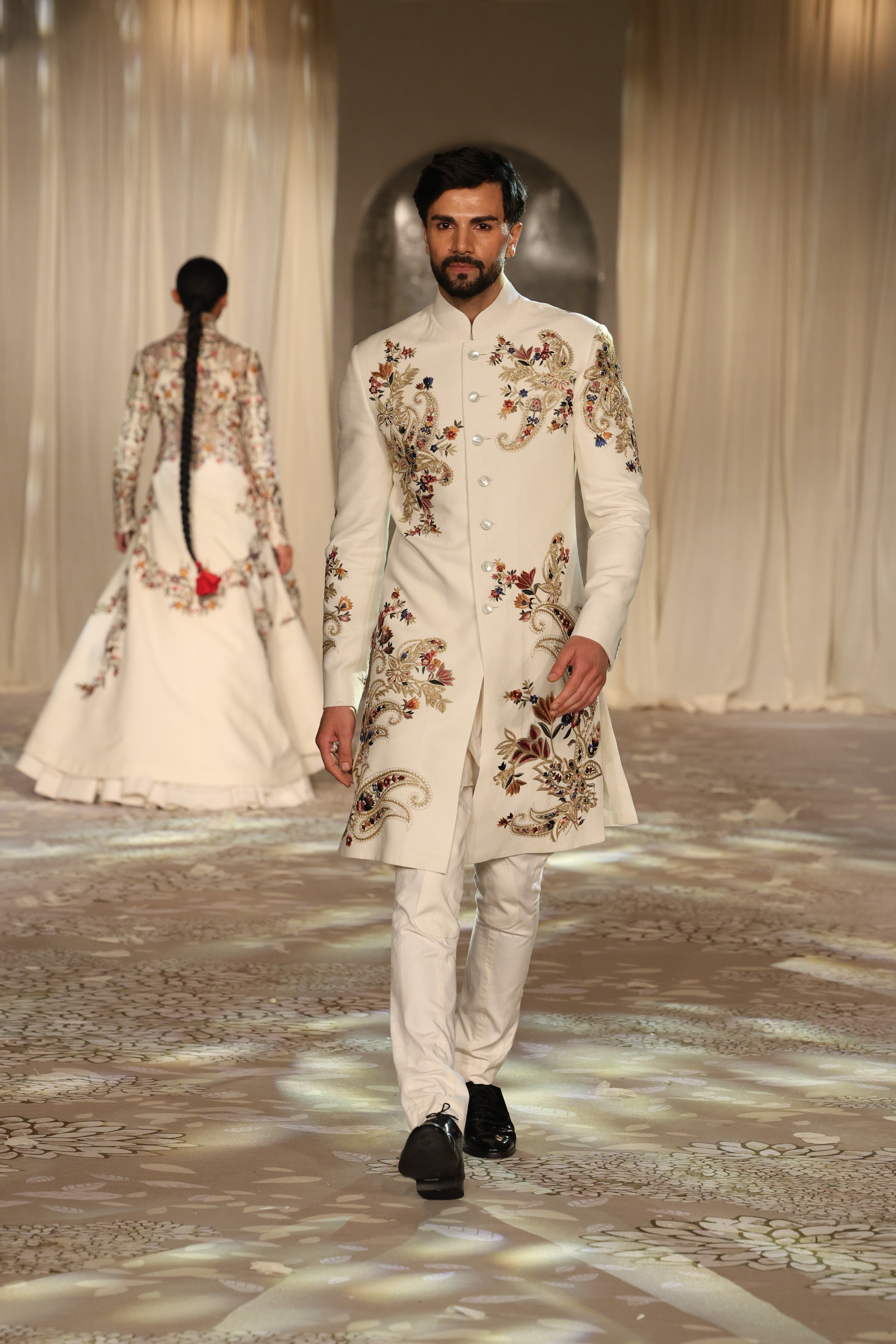 Matka Silk Sherwani With Embroidery