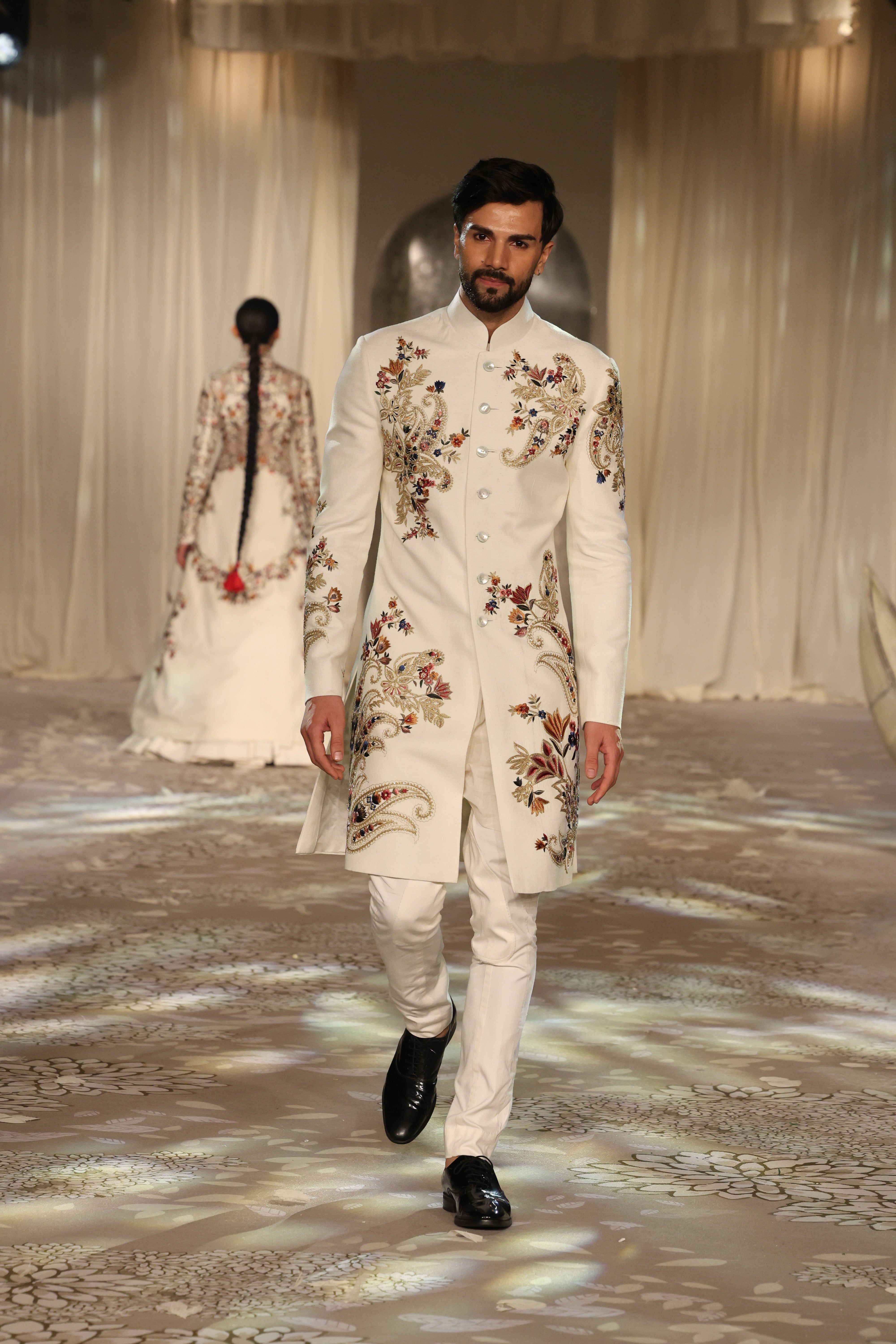 Matka Silk Sherwani With Embroidery