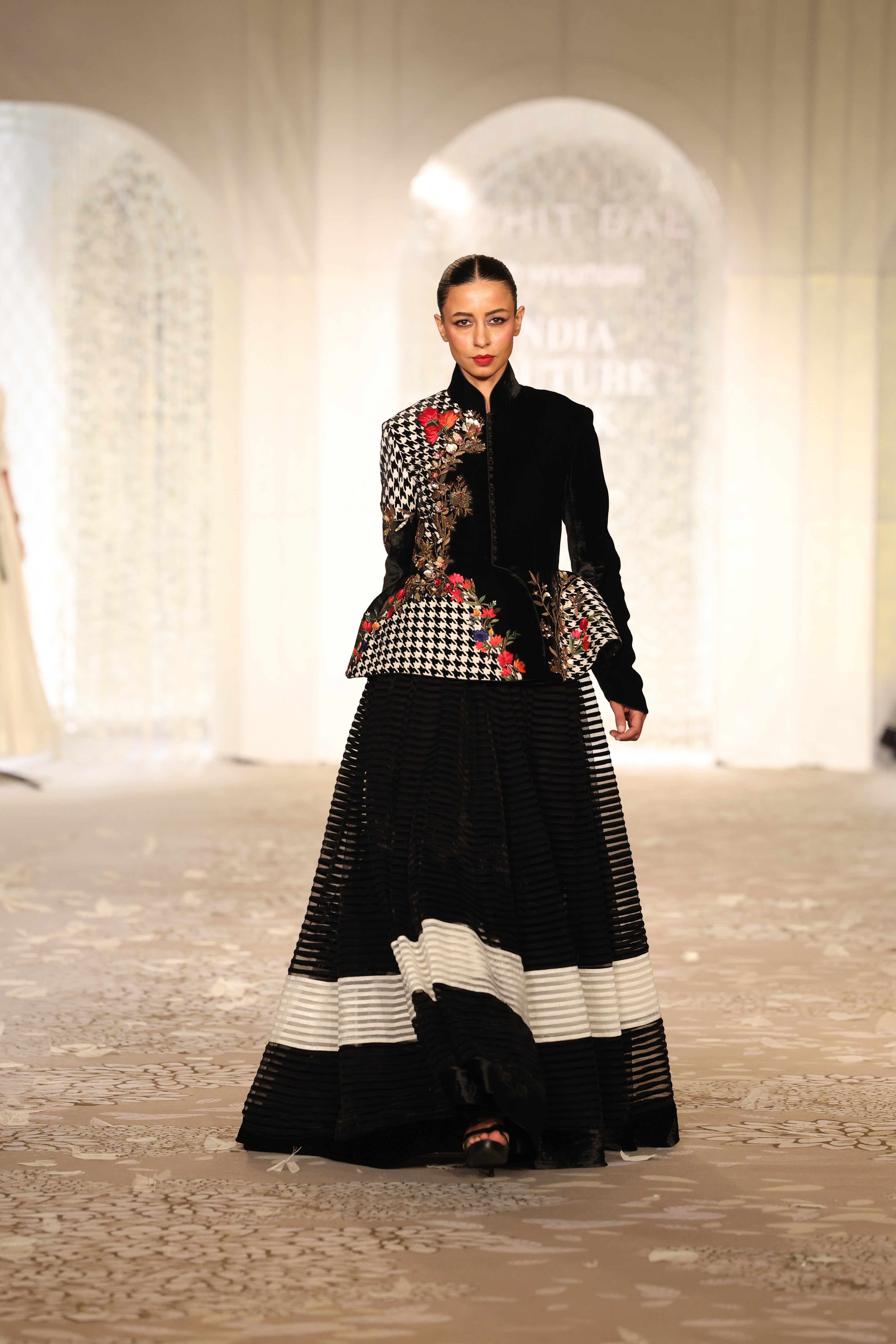 Velvet Applique Jacket with Floral Embroidery