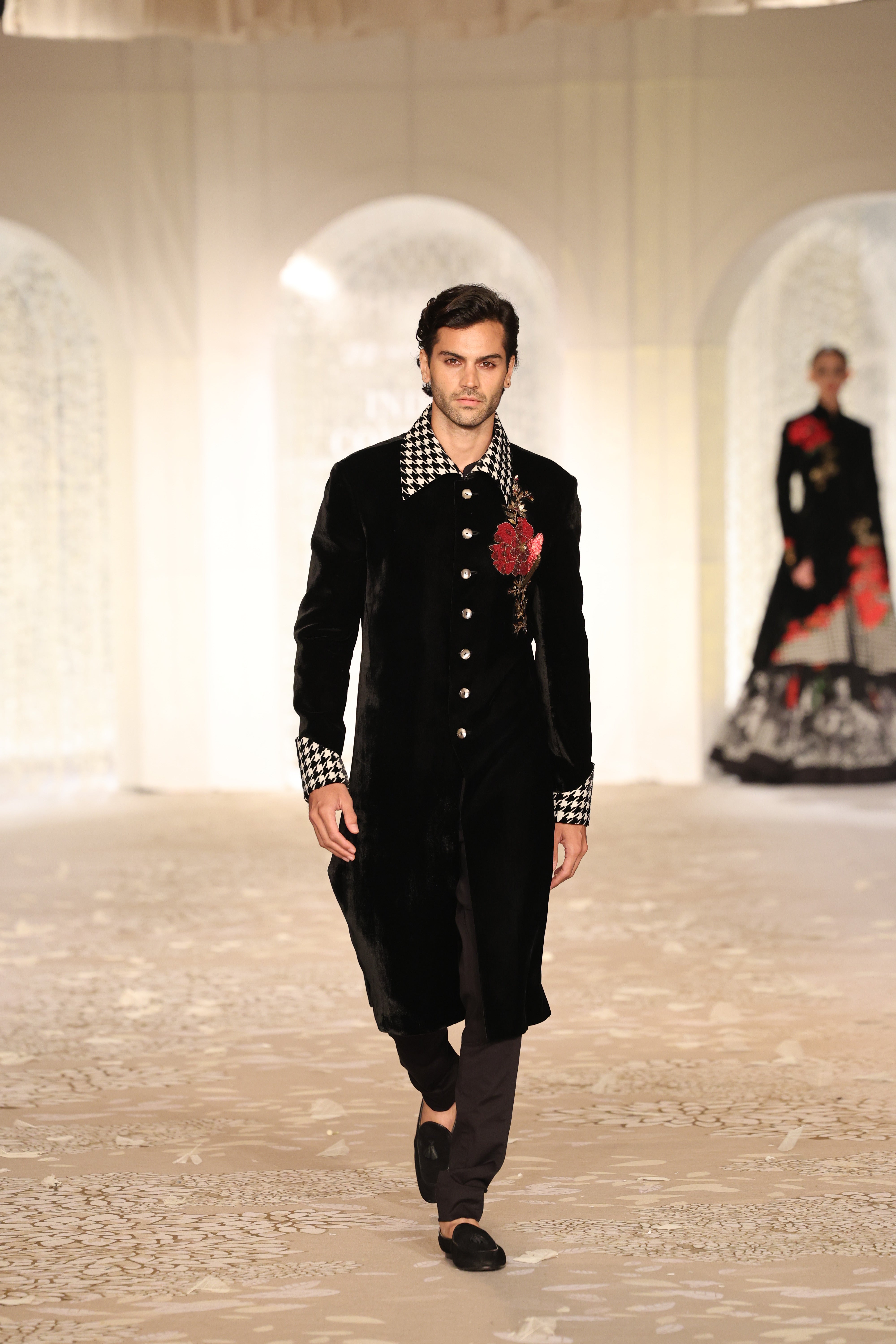 Velvet Sherwani With Embroidery