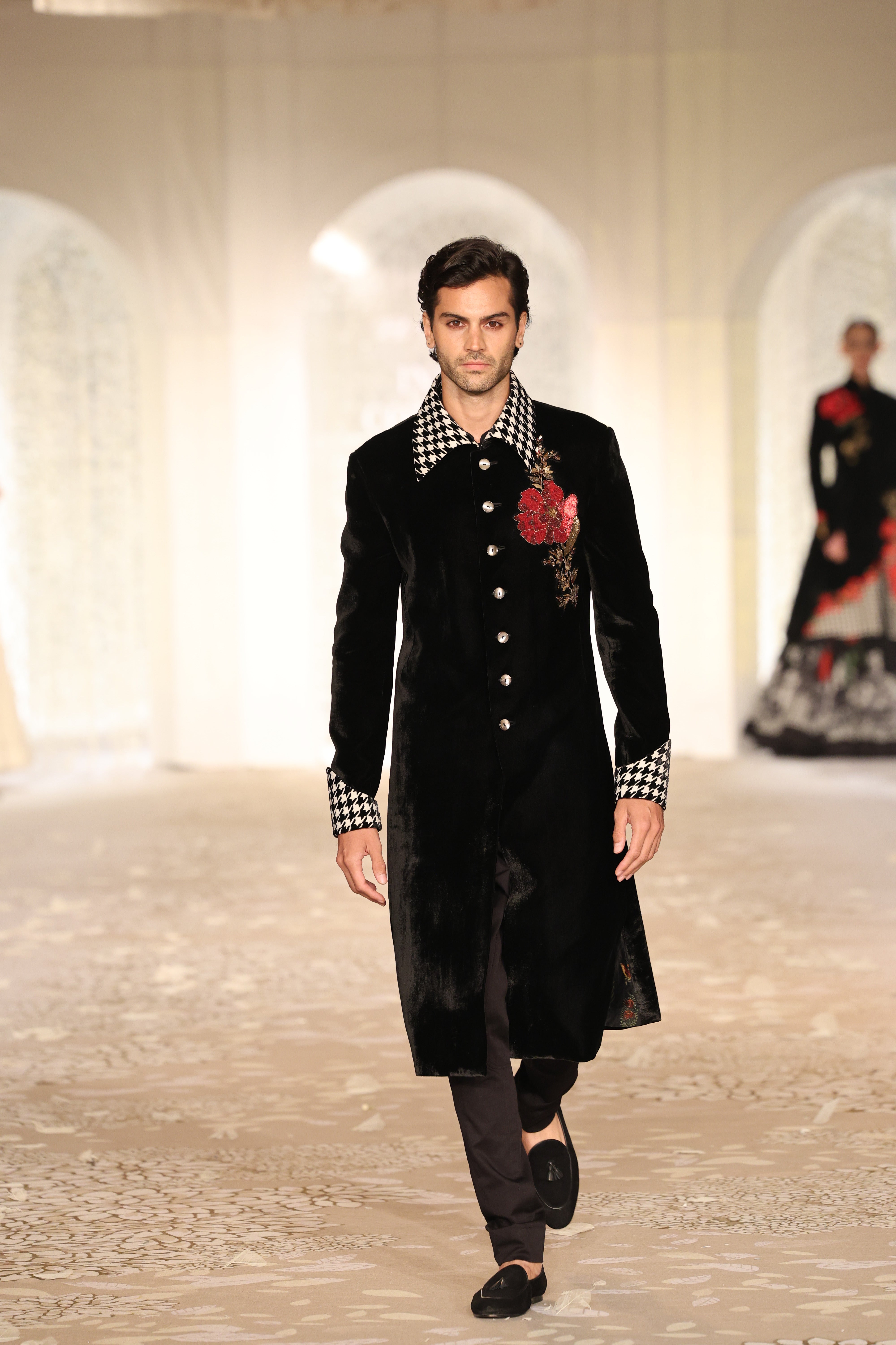 Velvet Sherwani With Embroidery