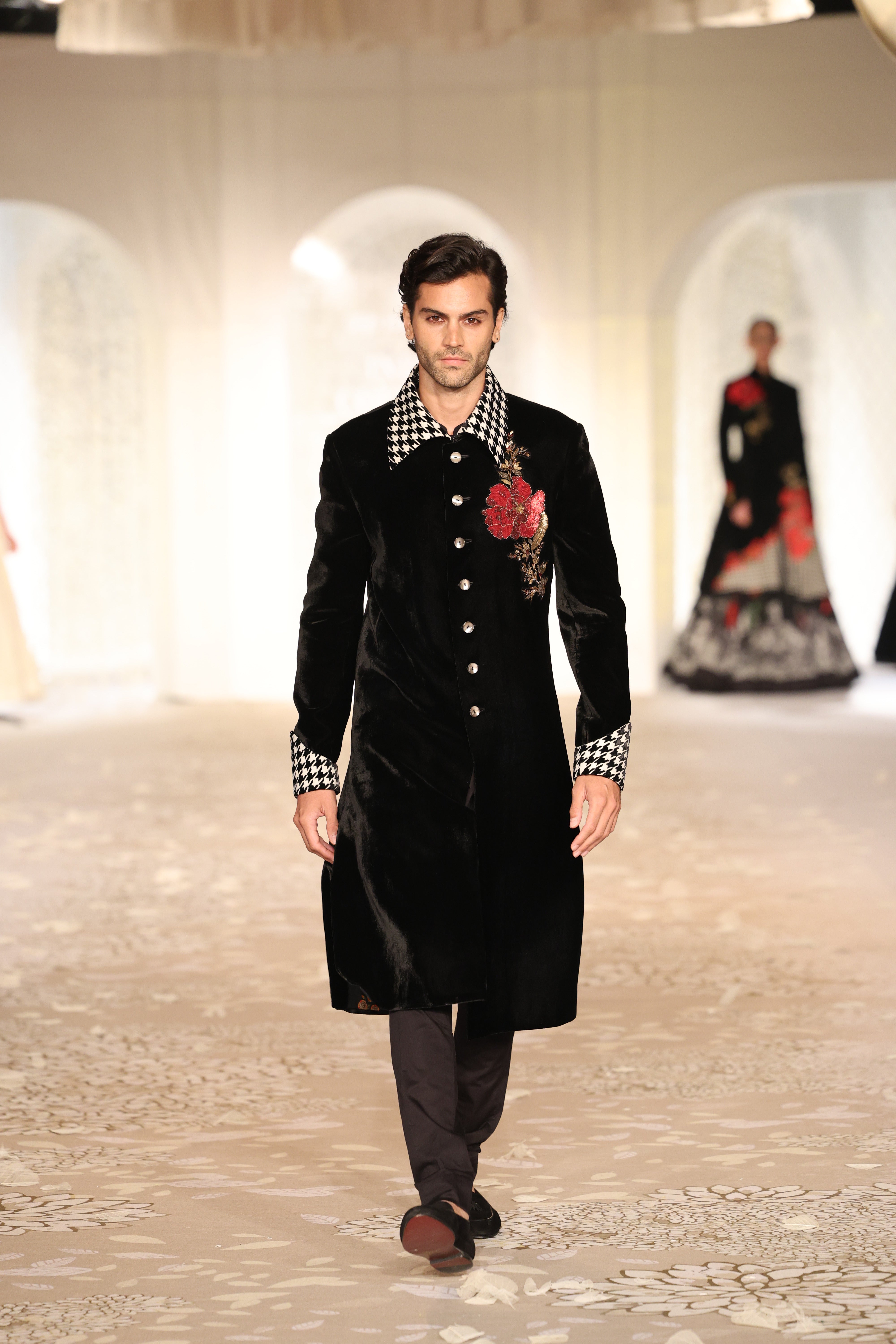 Velvet Sherwani With Embroidery
