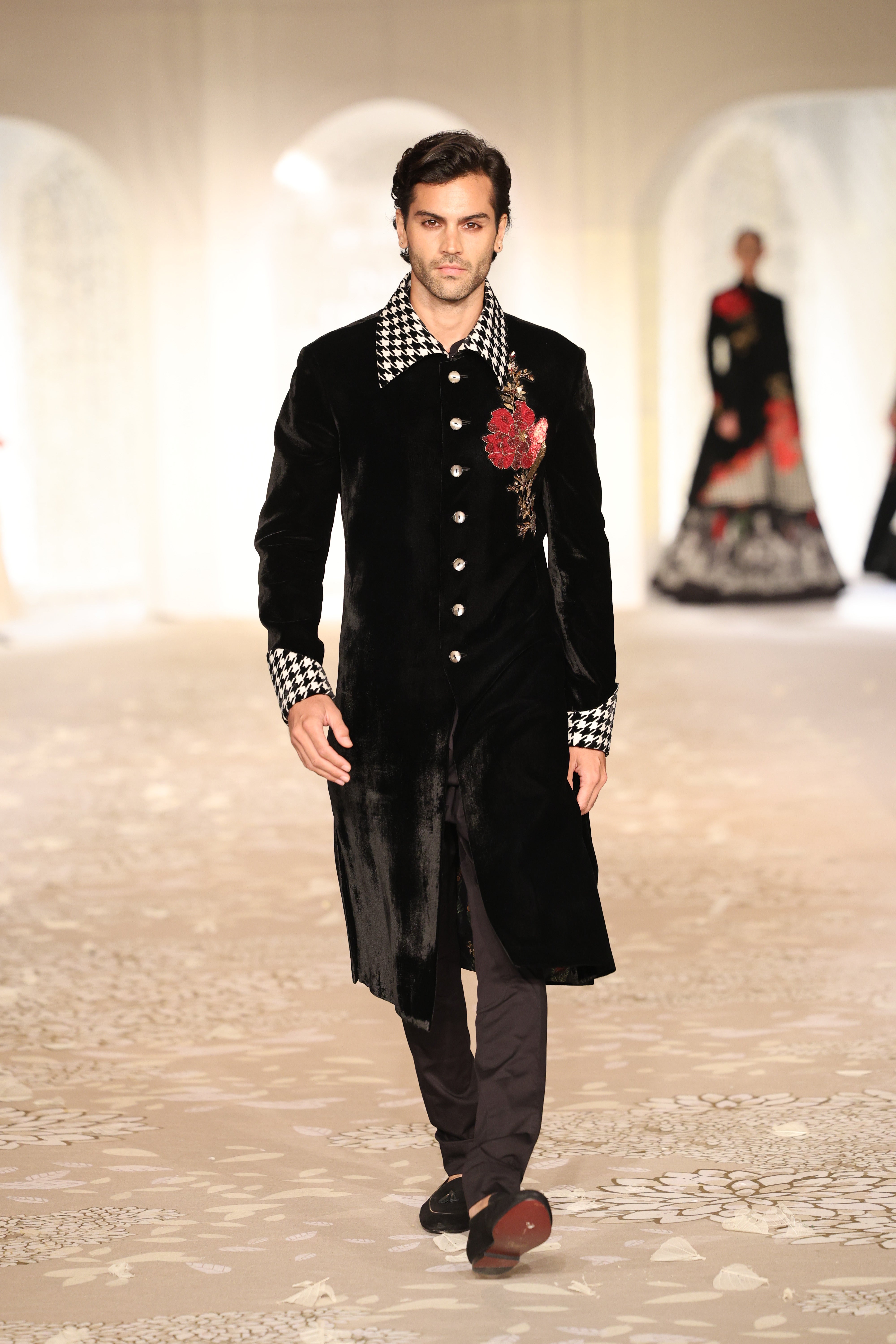 Velvet Sherwani With Embroidery
