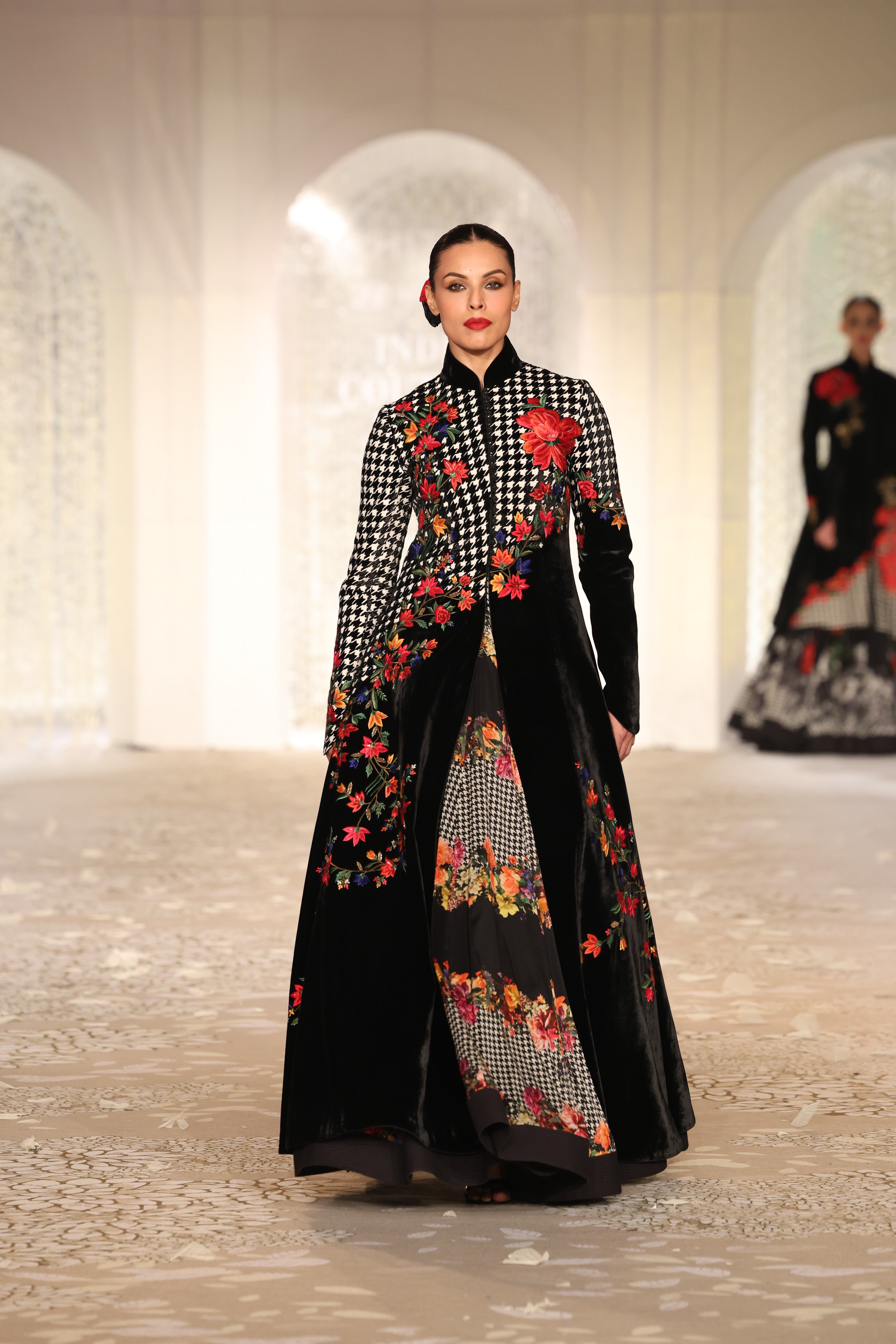 Velvet Applique Jacket with Floral Embroidery