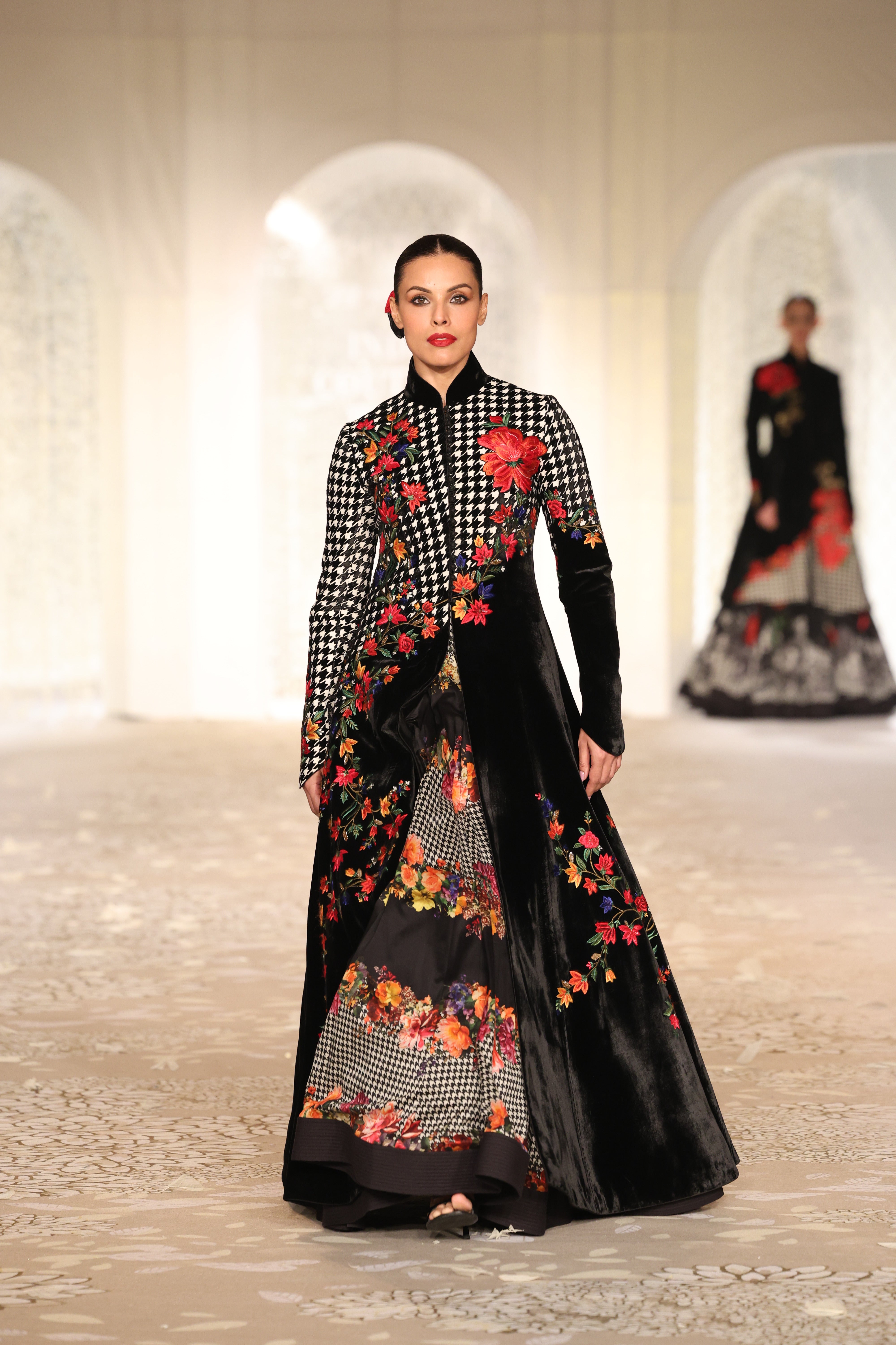 Velvet Applique Jacket with Floral Embroidery