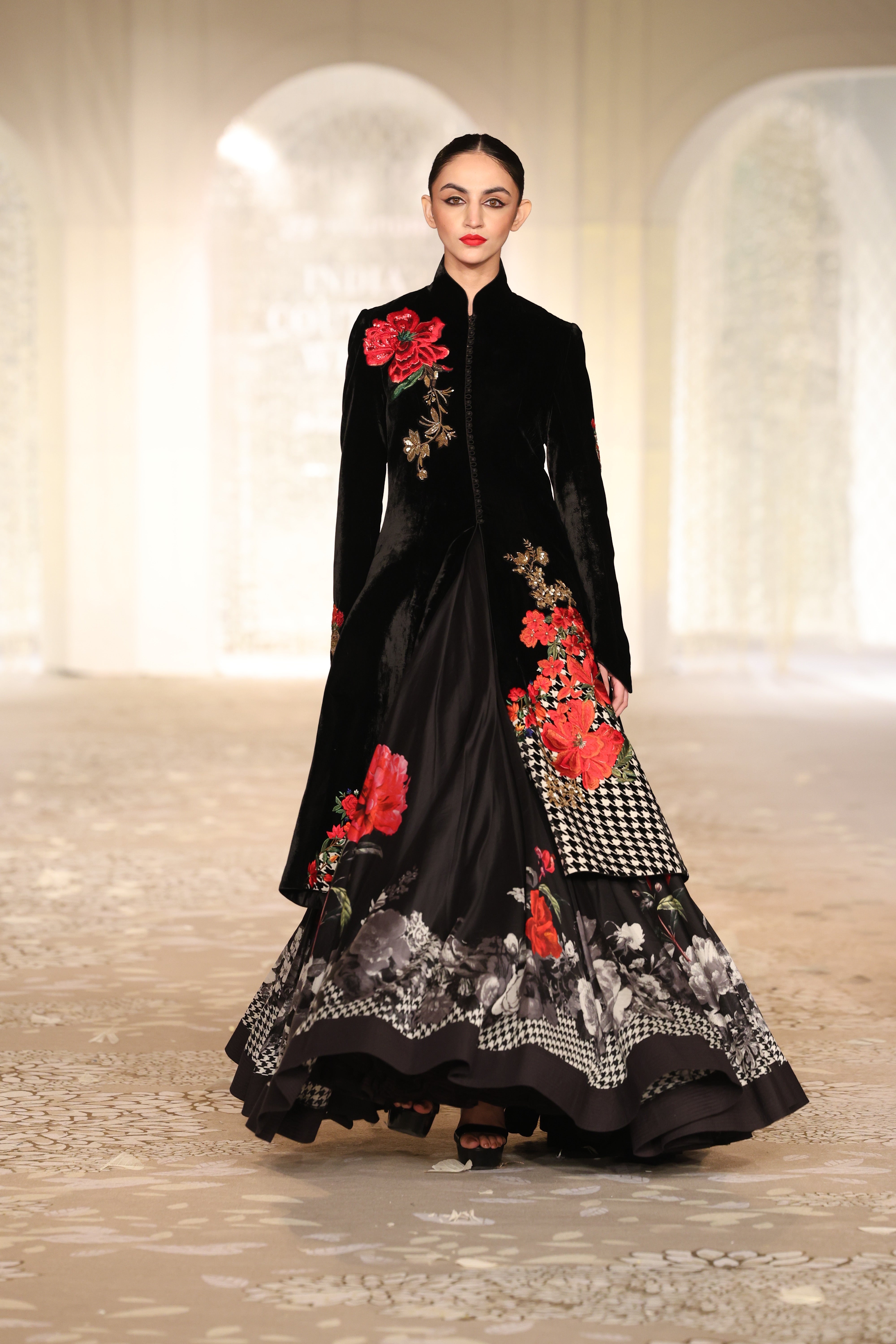 Velvet Applique Jacket with Floral Embroidery