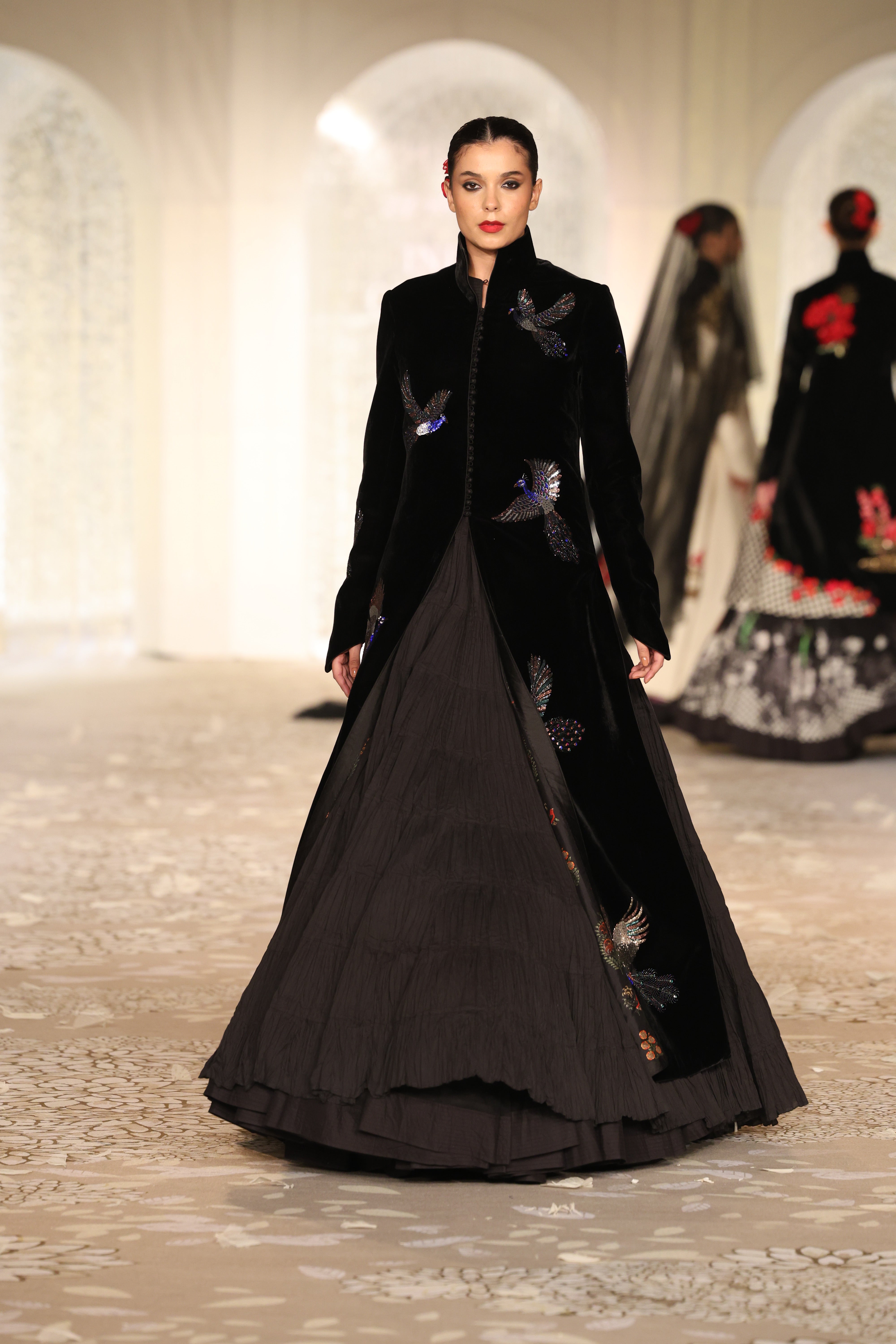 Velvet Embroidered Long Jacket