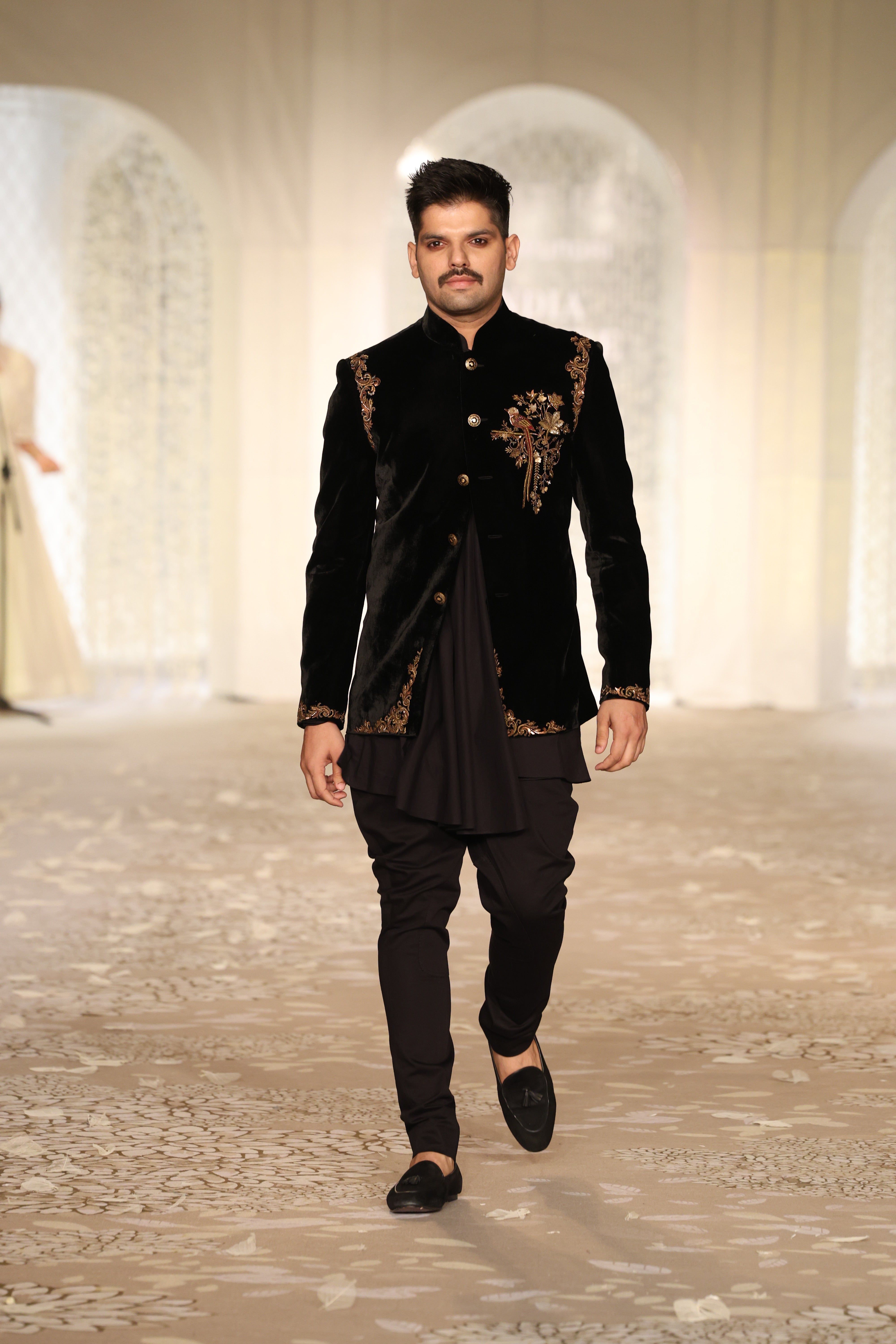 Velvet Bandhgala With Embroidery