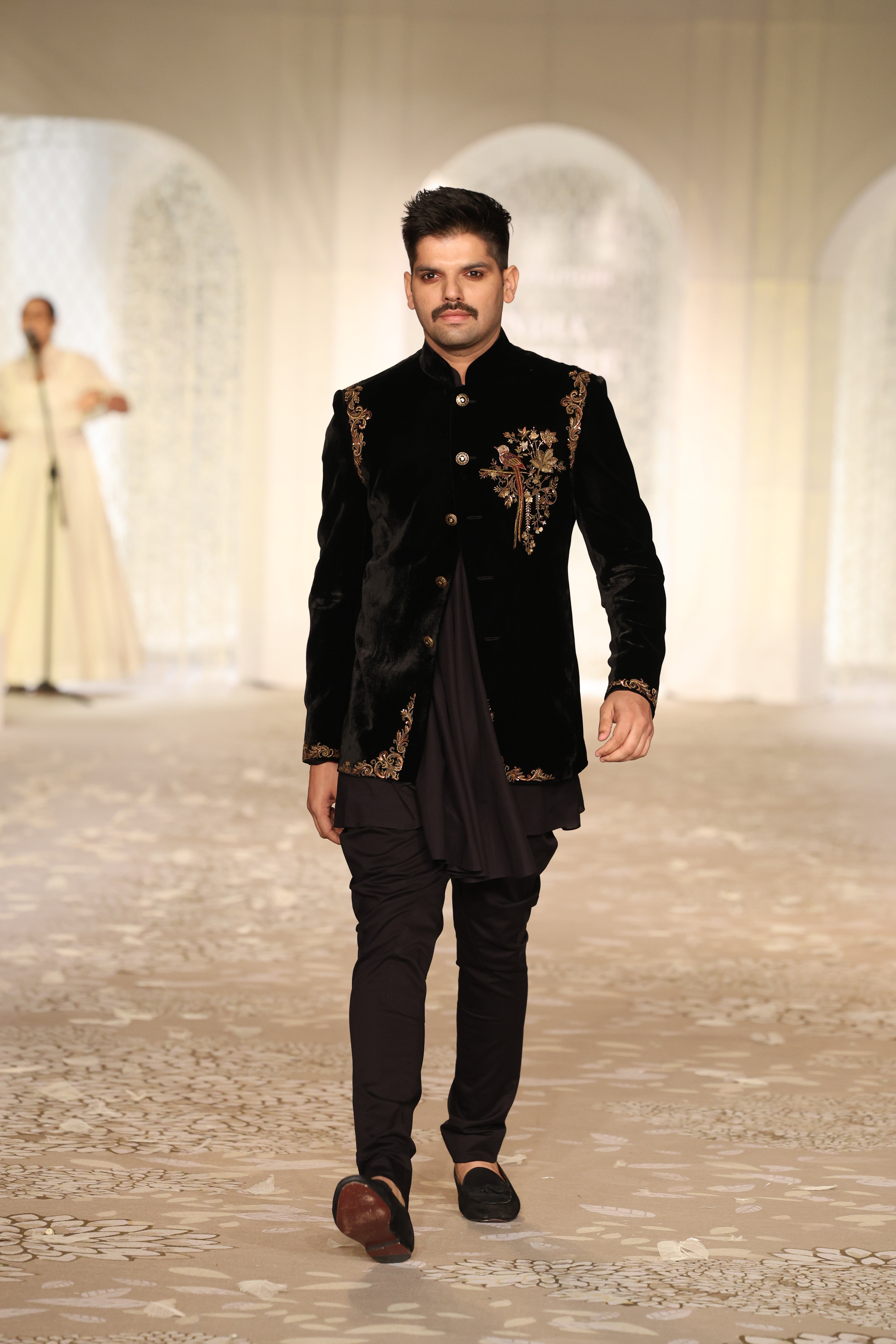 Velvet Bandhgala With Embroidery