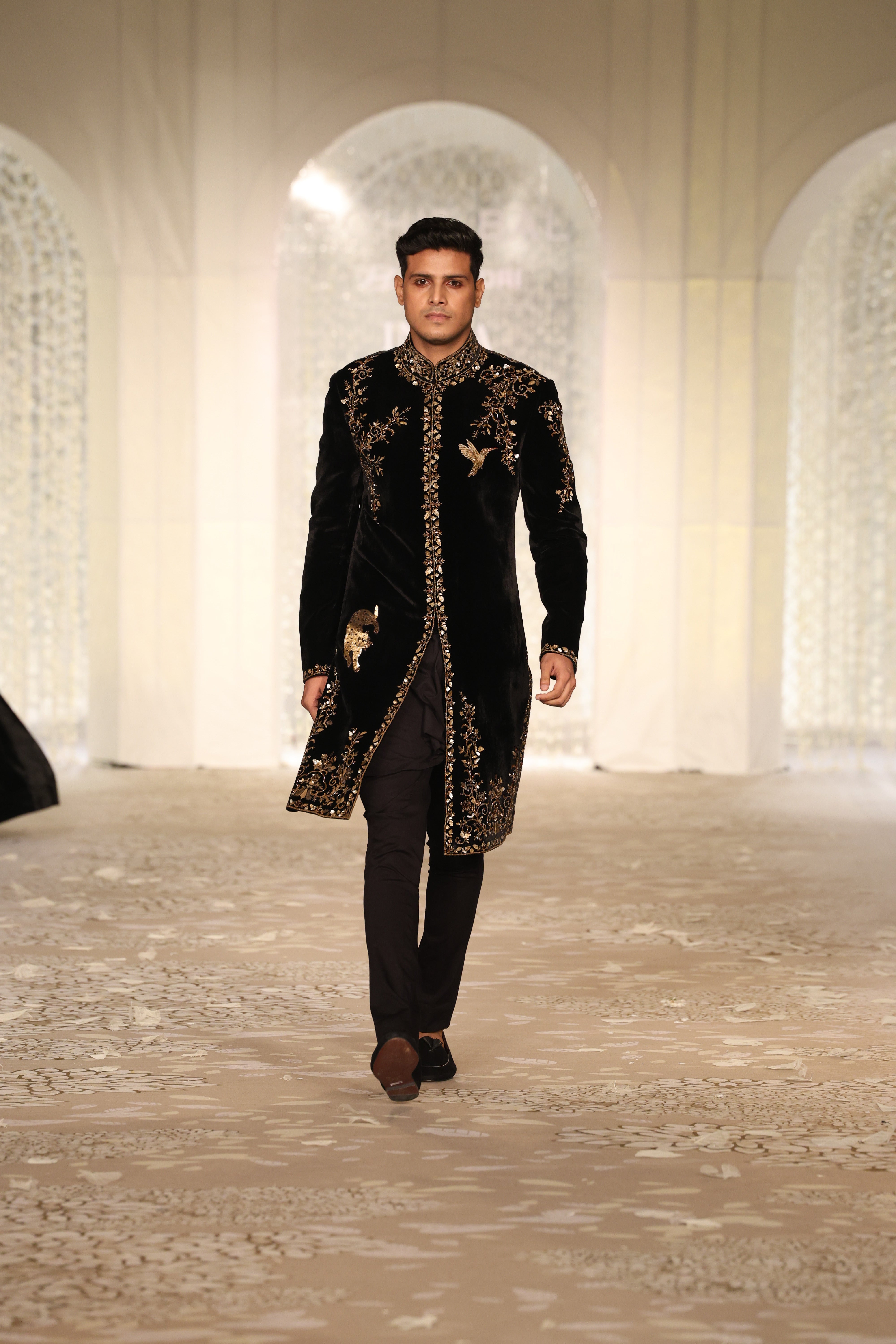 Velvet Sherwani With Embroidery