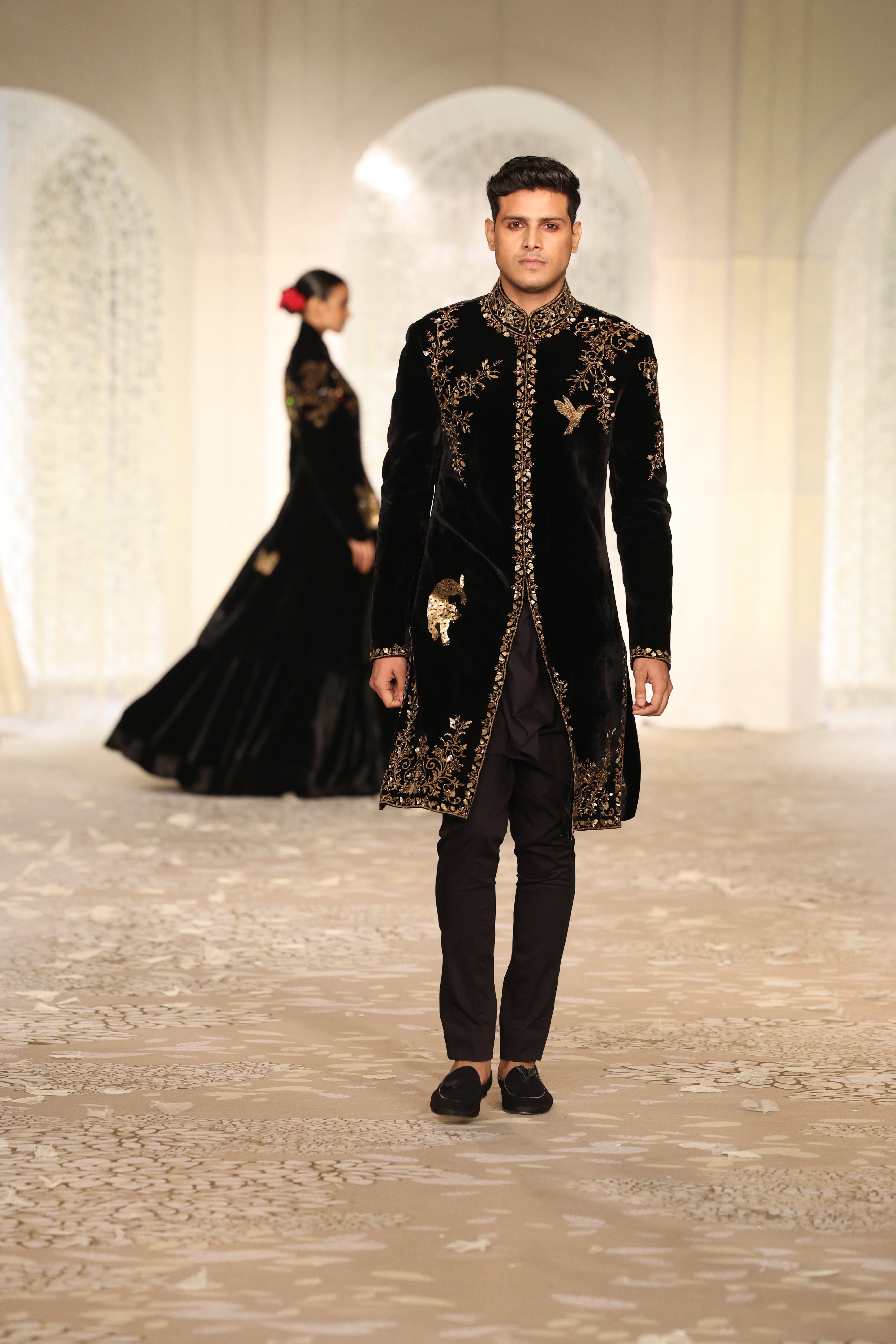 Velvet Sherwani With Embroidery