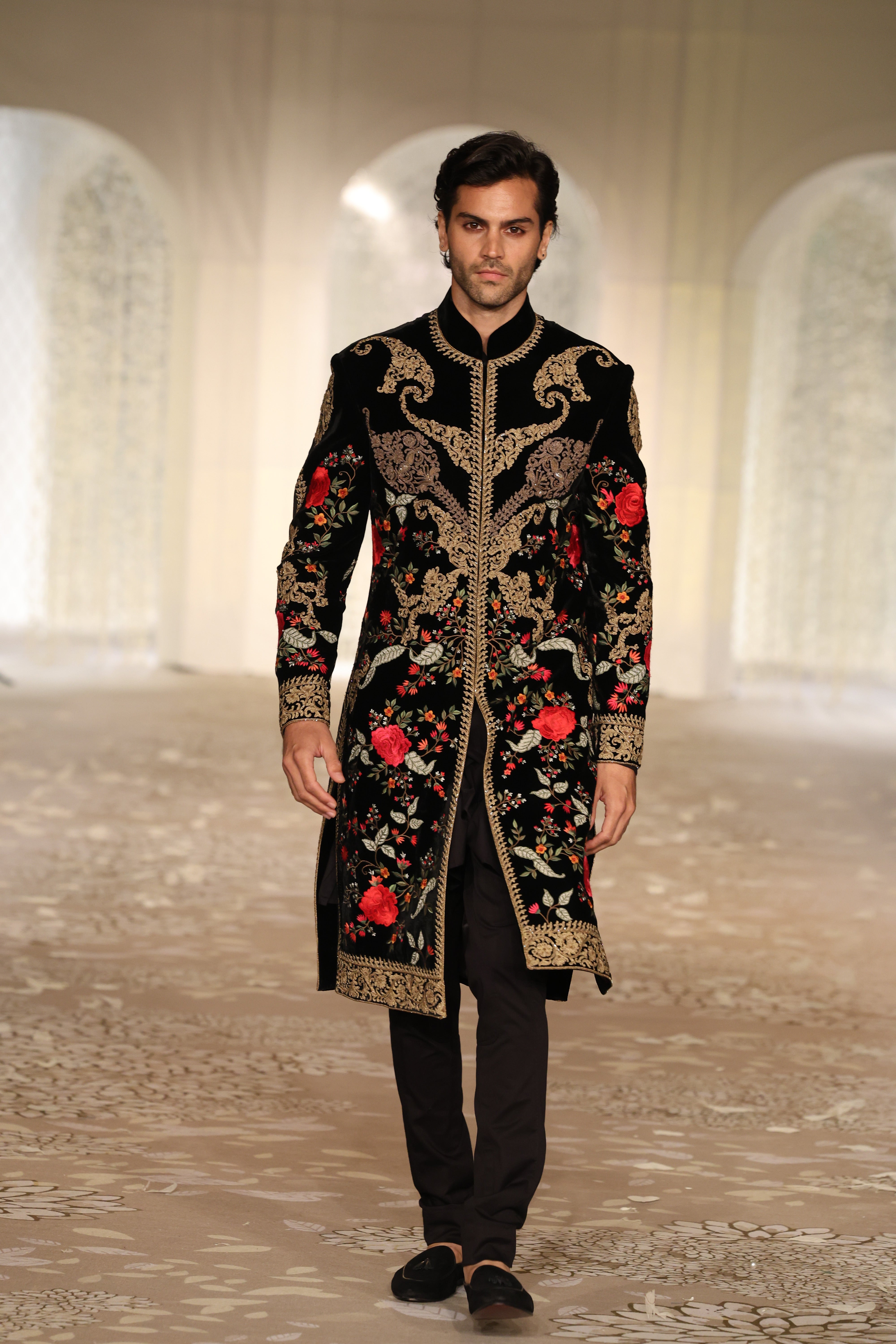 Velvet Sherwani With Embroidery
