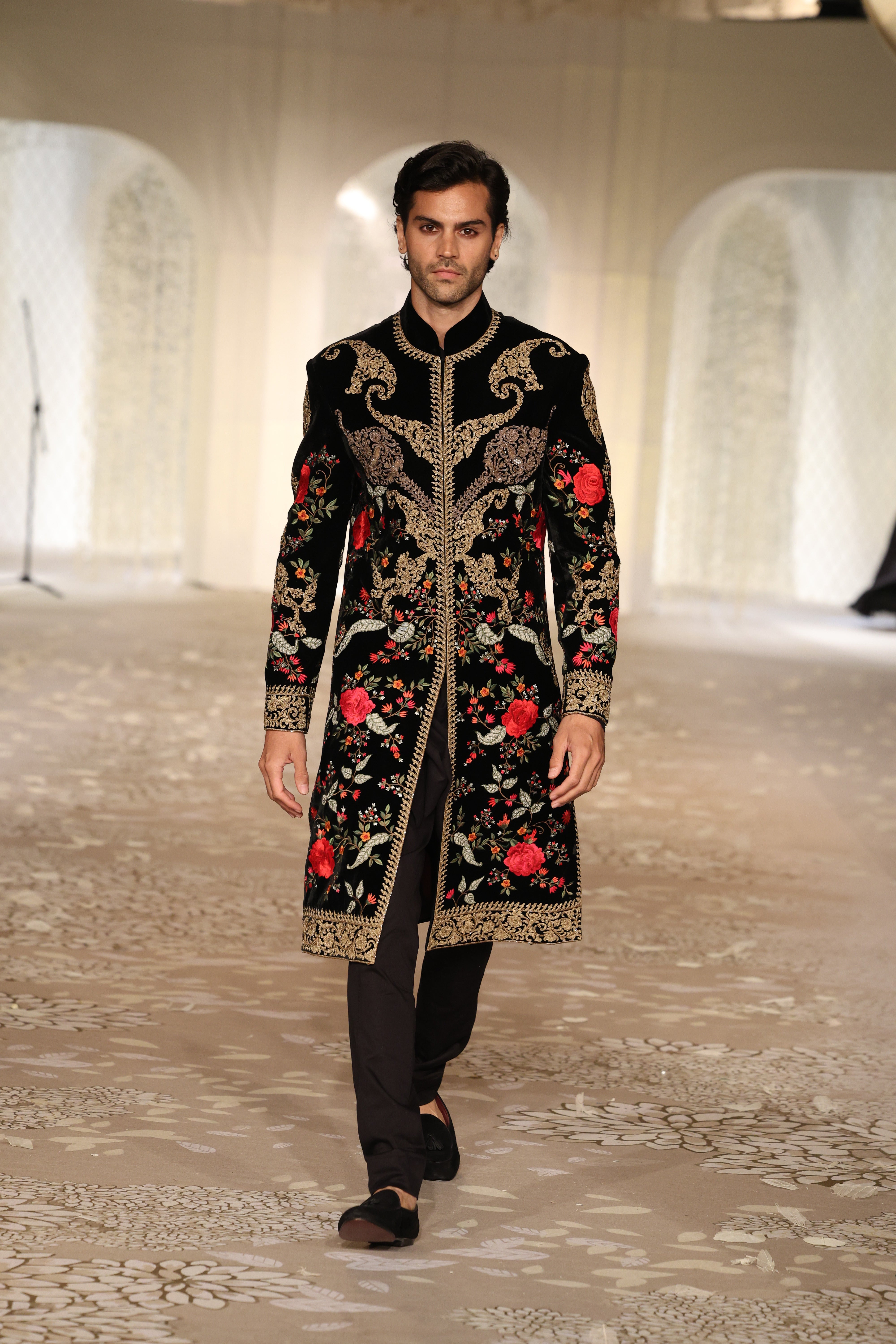 Velvet Sherwani With Embroidery