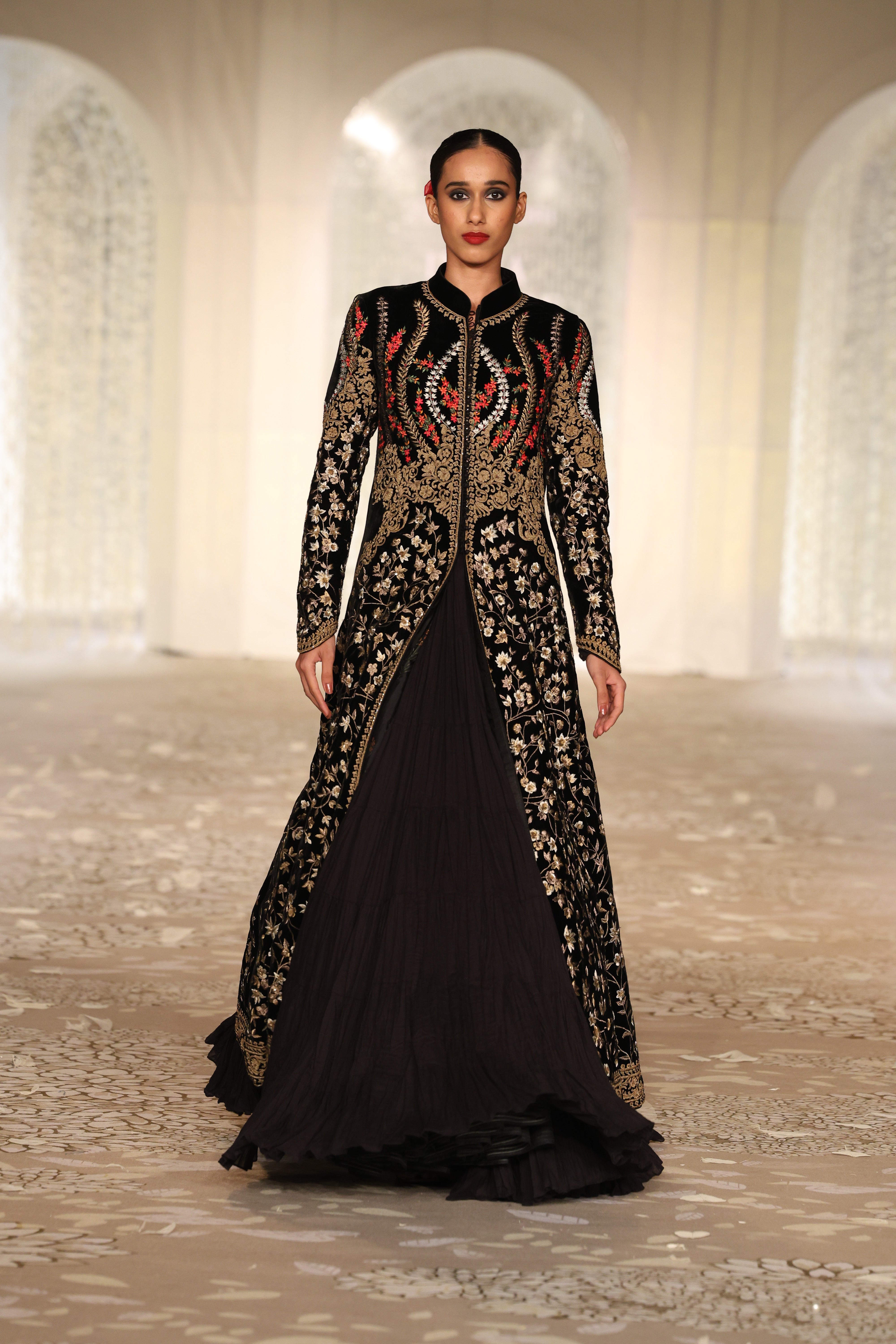 Velvet Embroidered Long Jacket