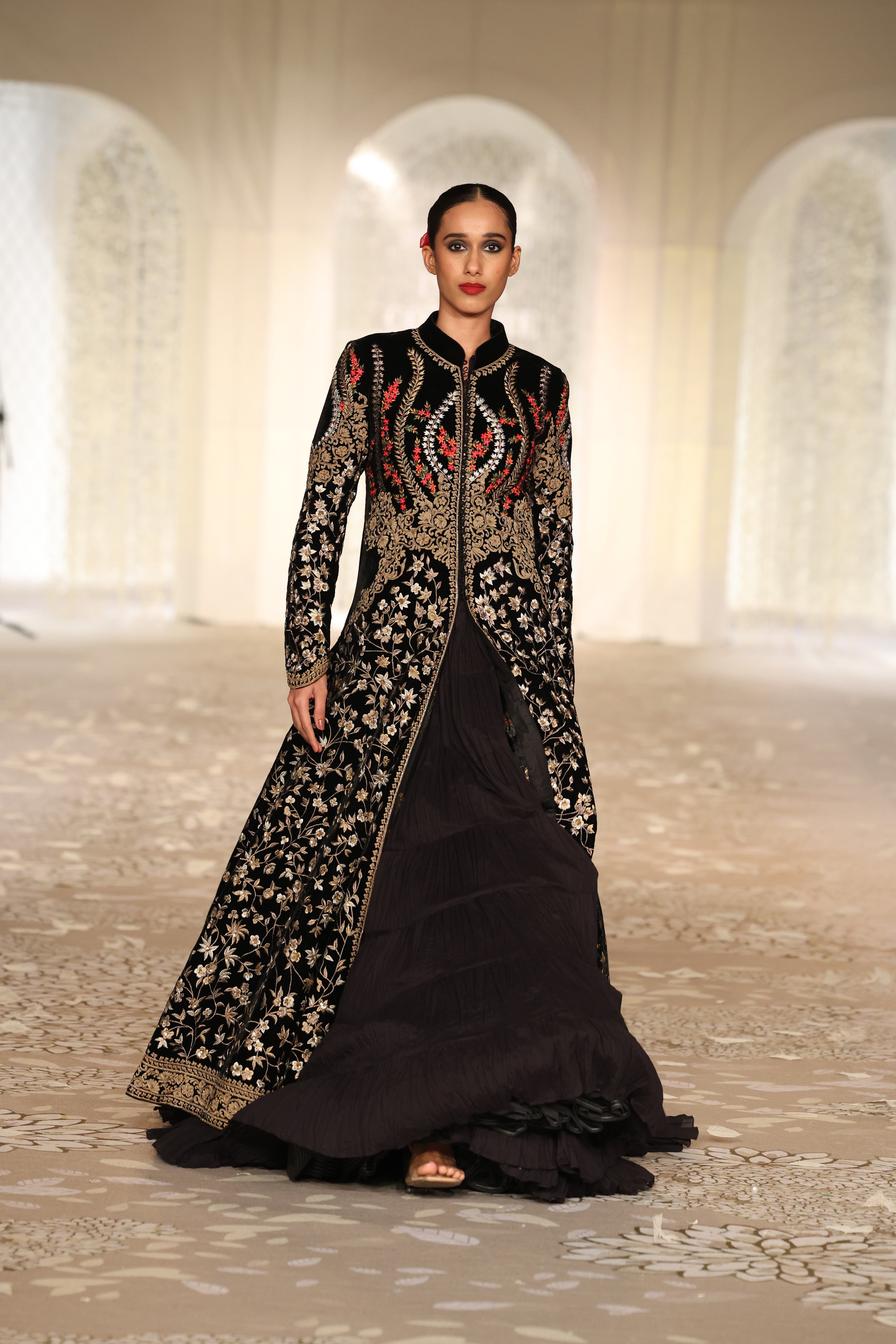 Velvet Embroidered Long Jacket