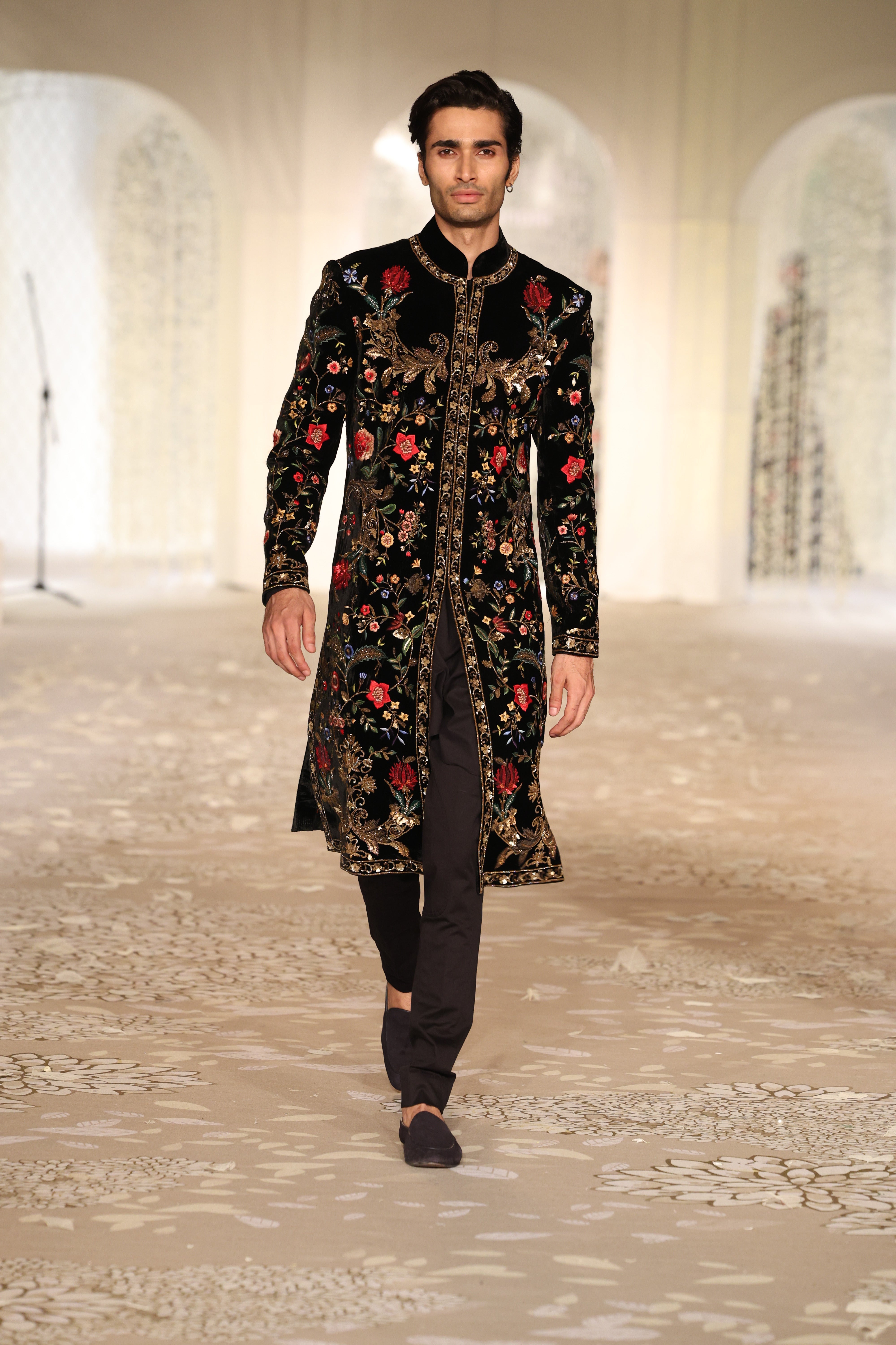 Velvet Sherwani With Embroidery