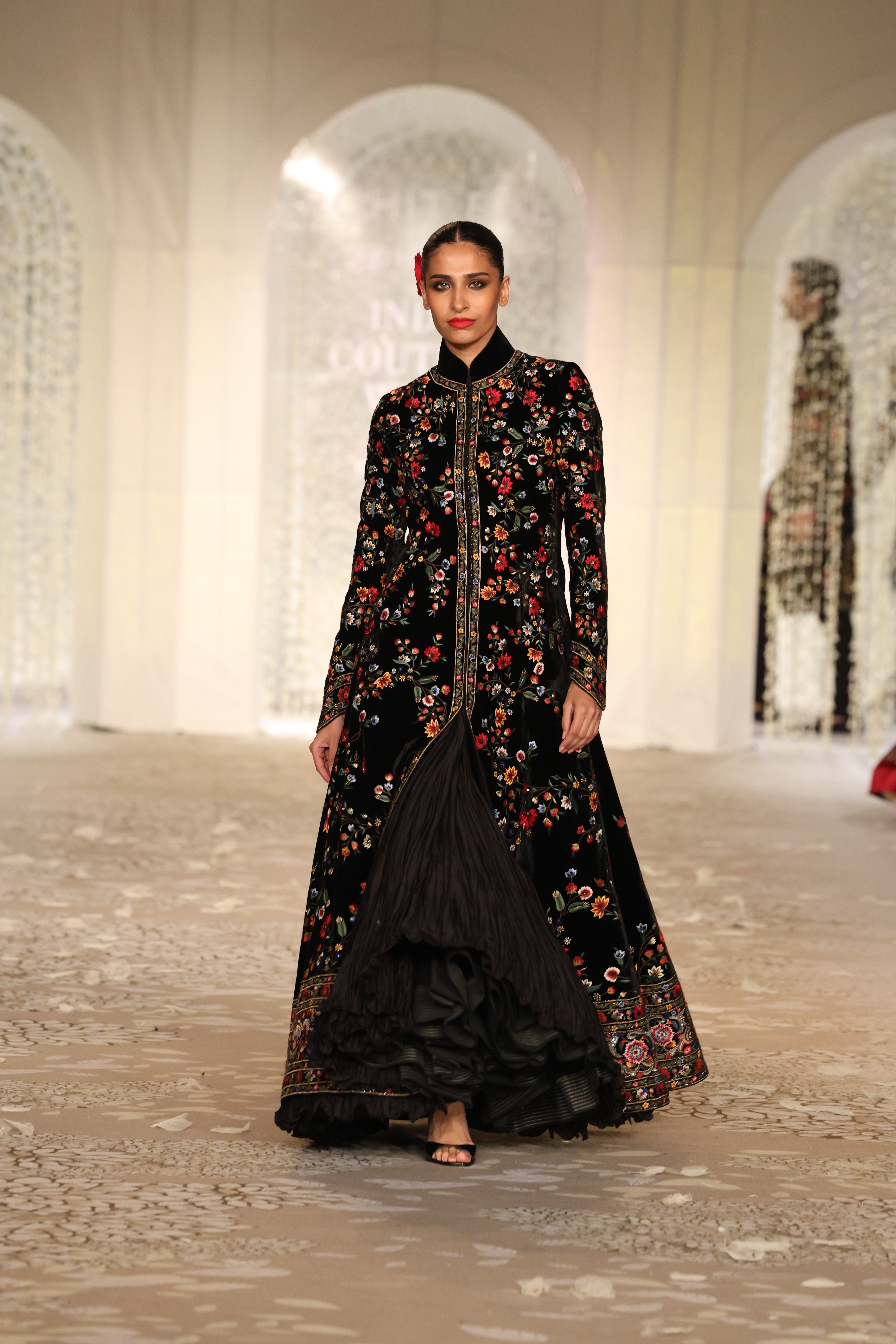 Velvet Embroidered Long Jacket